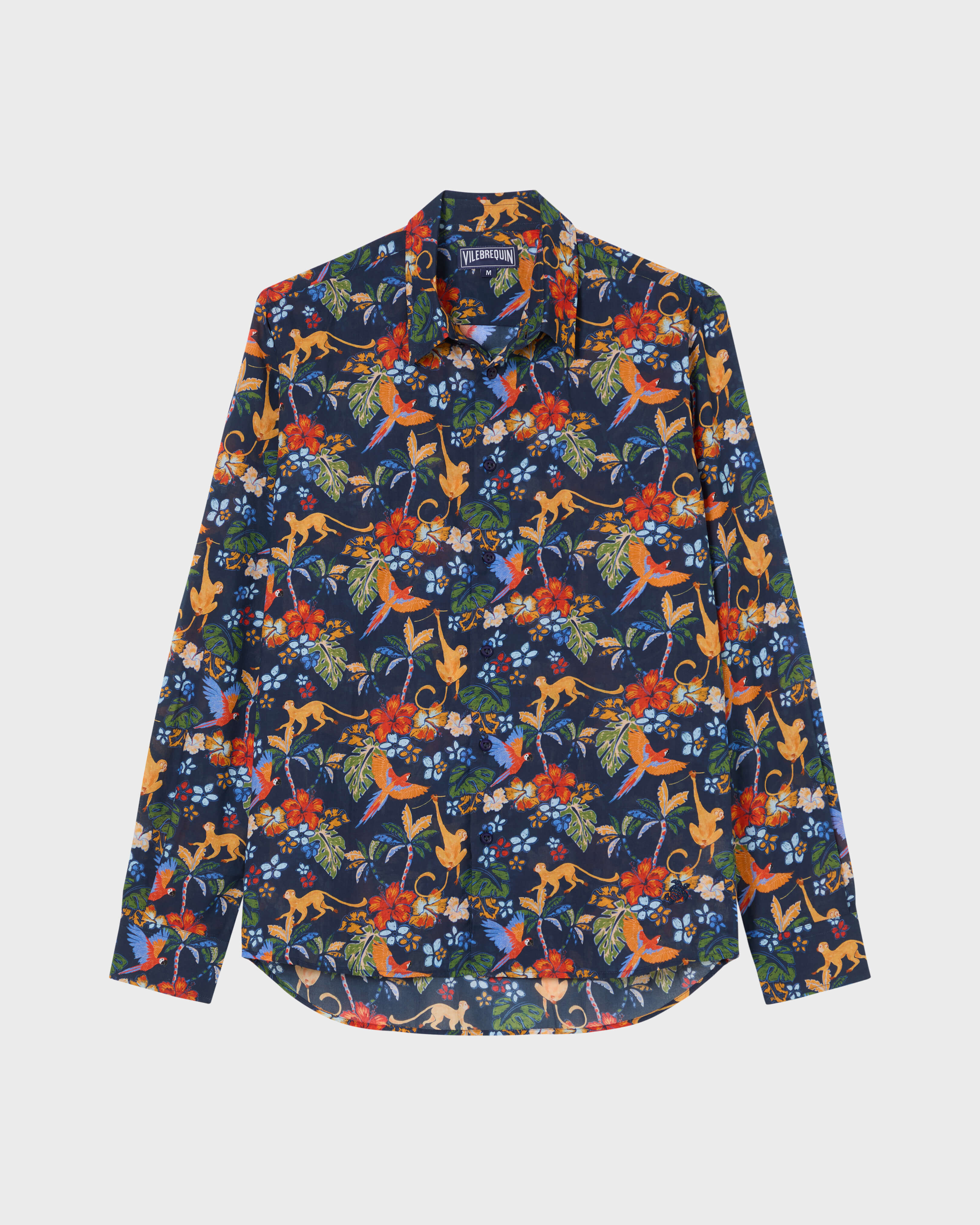 Camisa de gasa de algodón con estampado Salvador para hombre AZUL MARINO front view