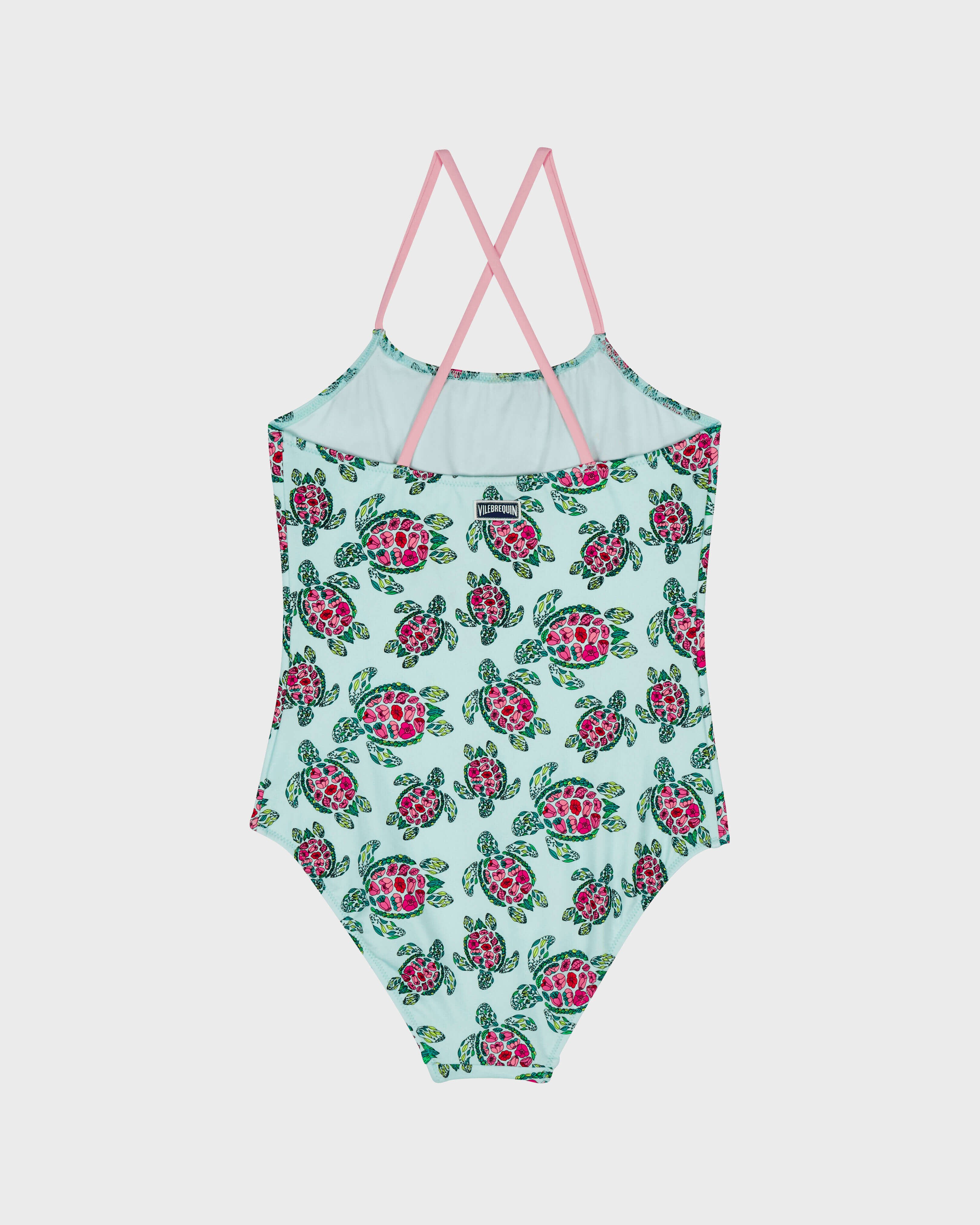 Girls One-piece Swimsuit Provencal Turtle THALASSA back view