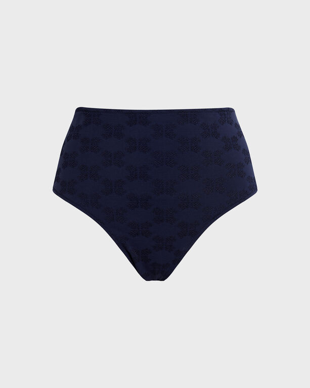 Vilebrequin - Women High-waisted Bikini Bottom Turtle Monogram Jacquard - Swimwear - Frosty - Blue - Size XS