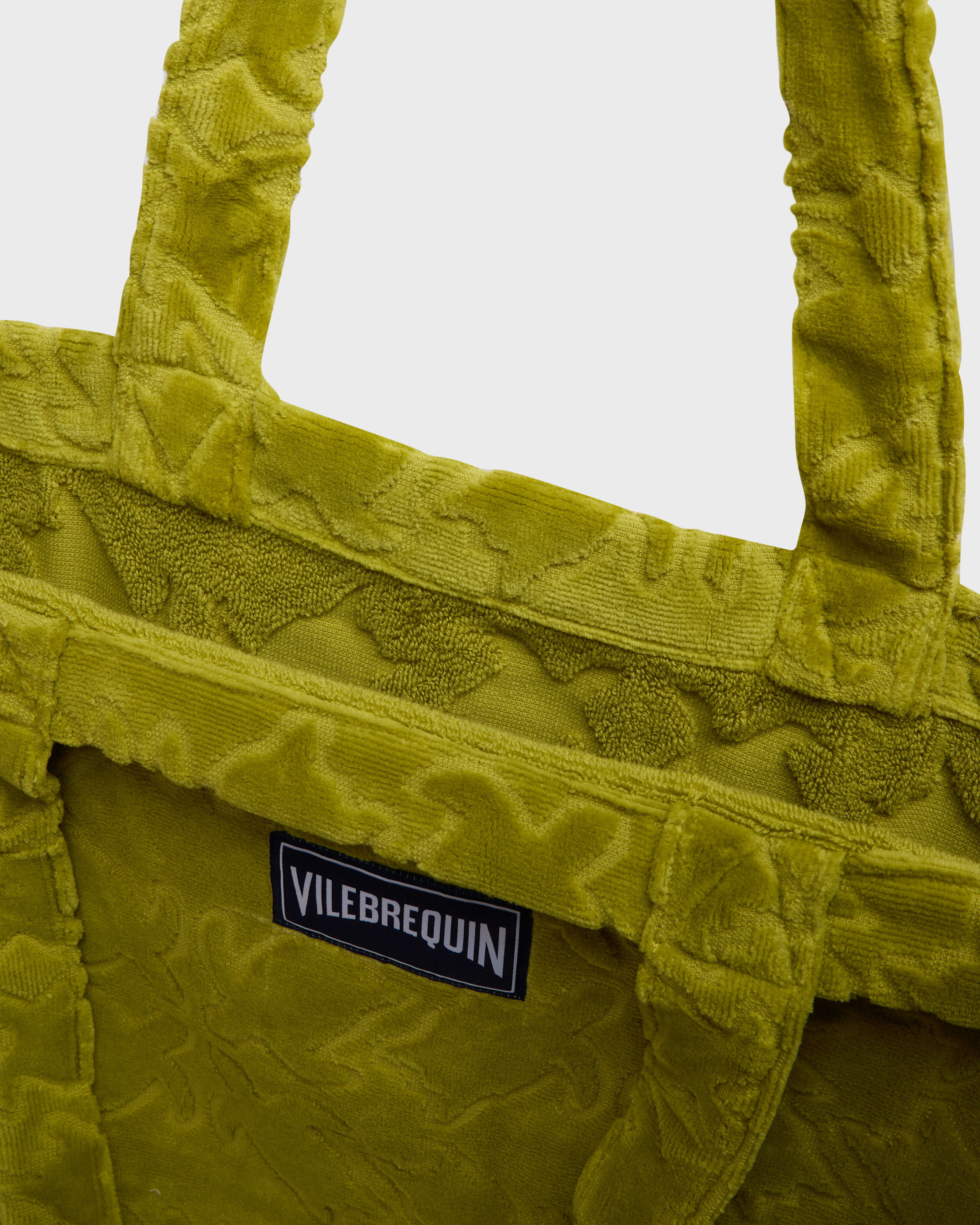 Borsa da spiaggia in spugna Turtles Jacquard VERDE PALLIDO back view