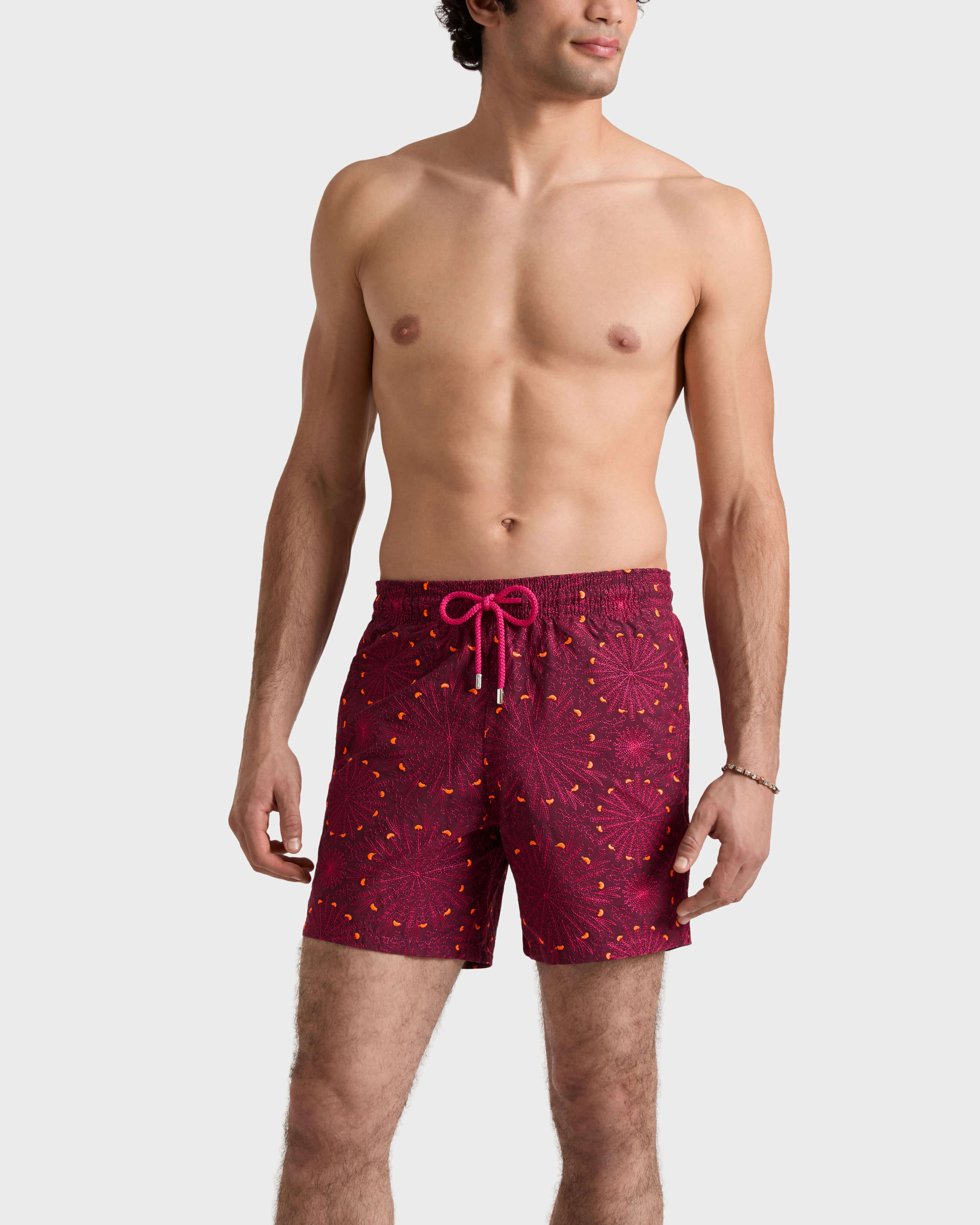 Men Embroidered Swim Shorts Mosaic Urchin - Limited Edition BACCHUS frontworn view