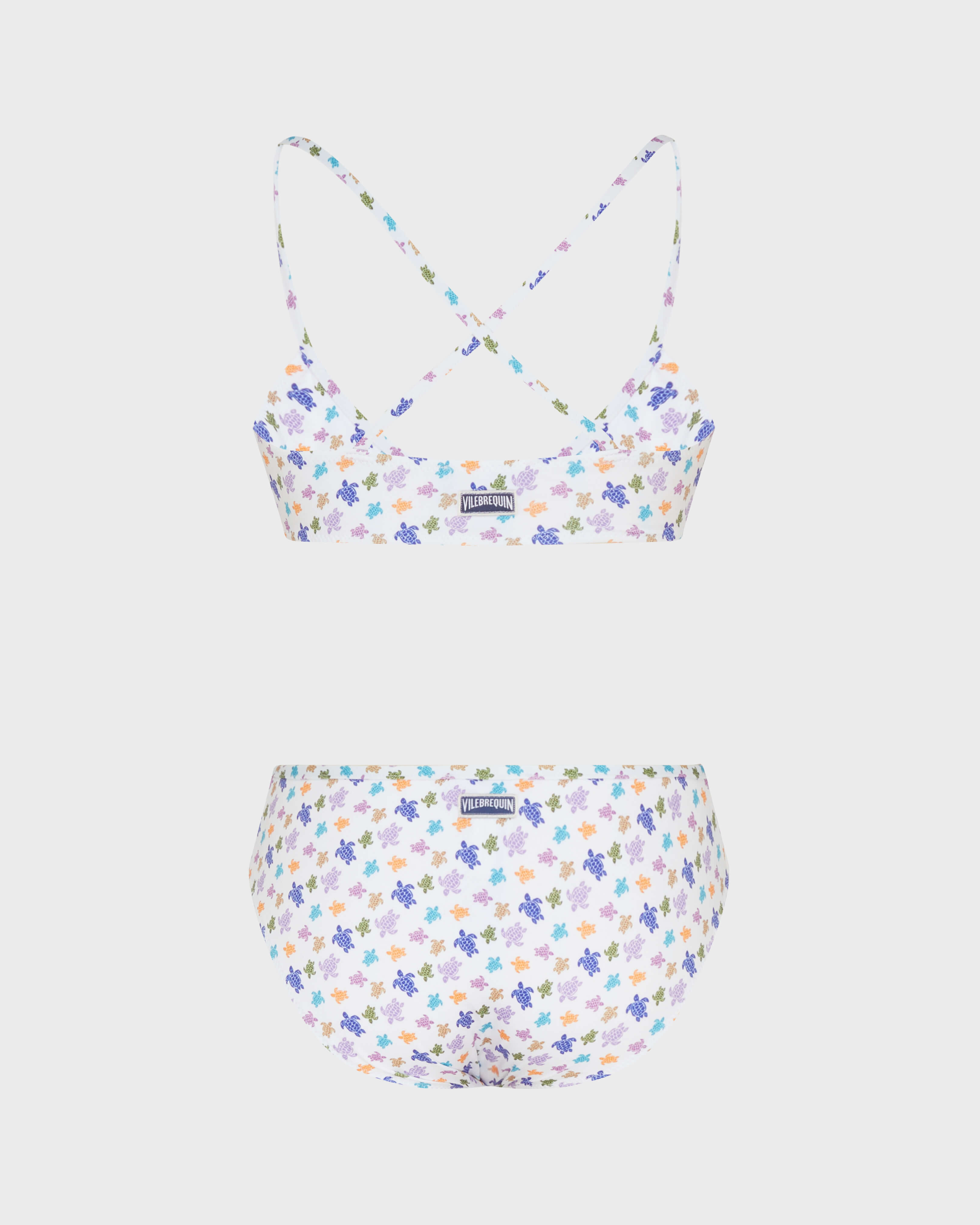 Bañador de dos piezas con estampado Micro Ronde des Tortues para niña BLANCO back view