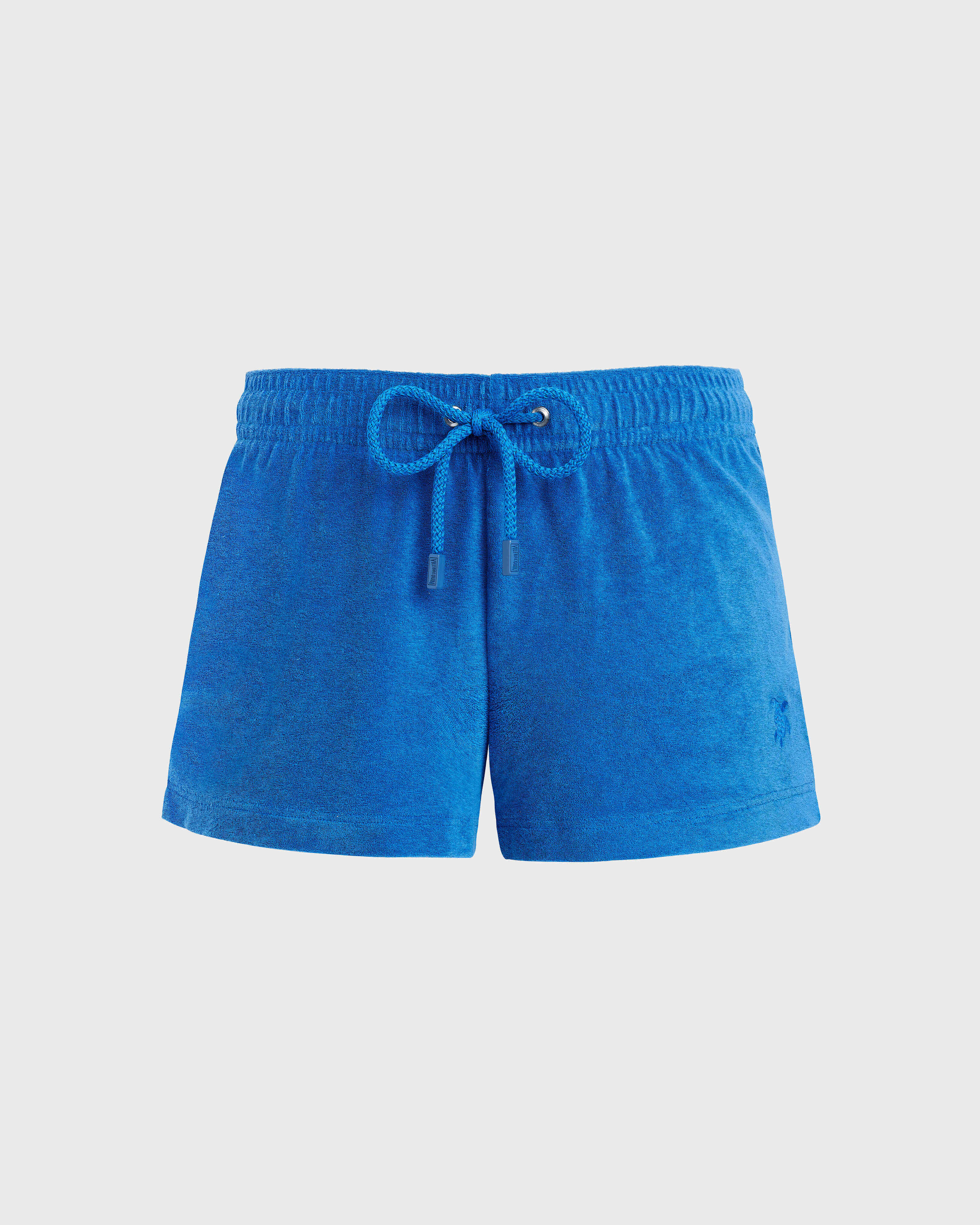 Women Terry Cloth Shorty Solid SEA BLUE front view