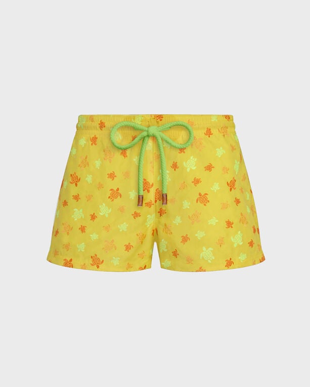 Vilebrequin - Women Embroidered Swim Shorts Micro Ronde Des Tortues - Limited Edition - Shorty - Fiona - Yellow - Size XS
