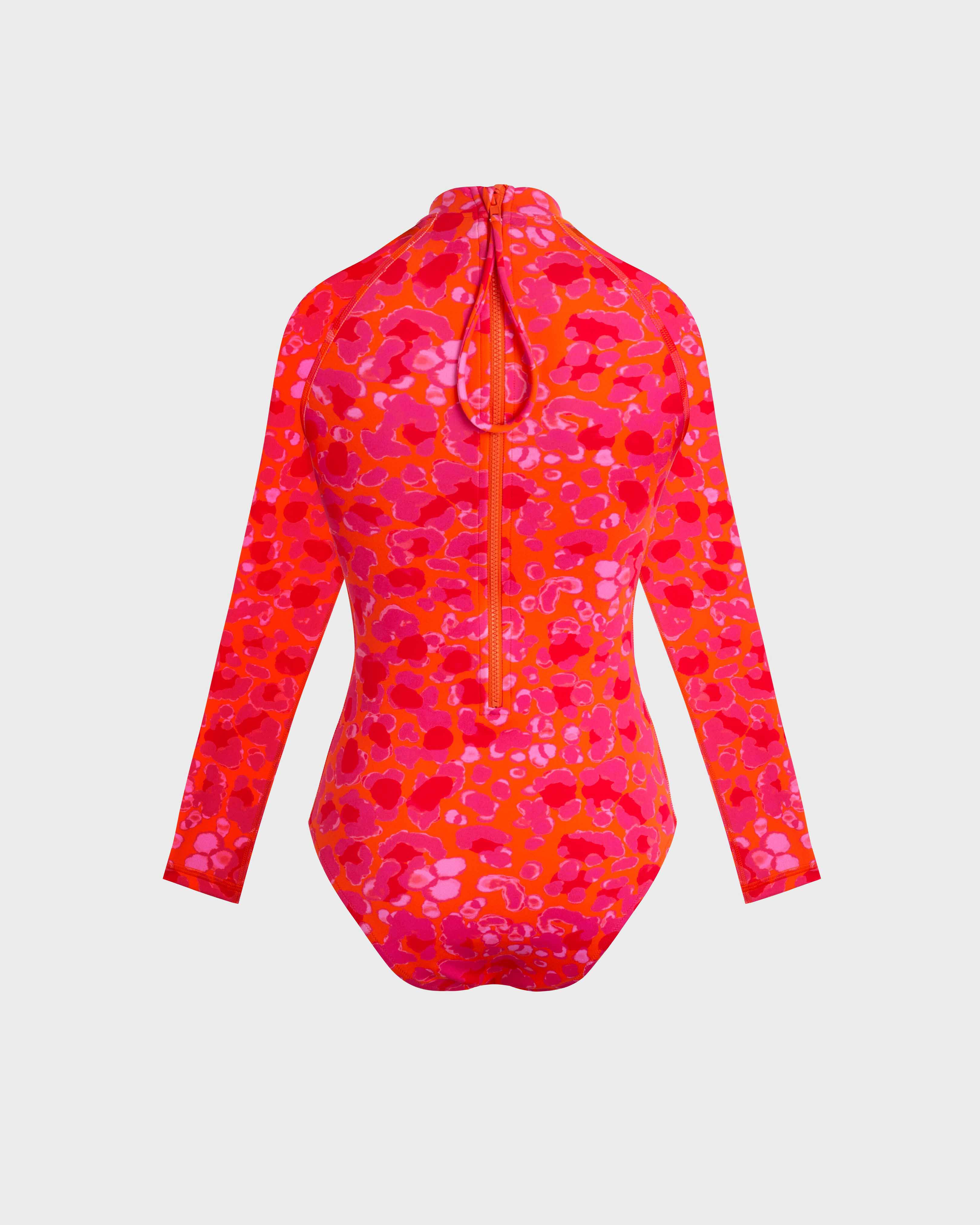 Women Long Sleeves One-Piece Rashguard New Leopard ALBICOCCA back view