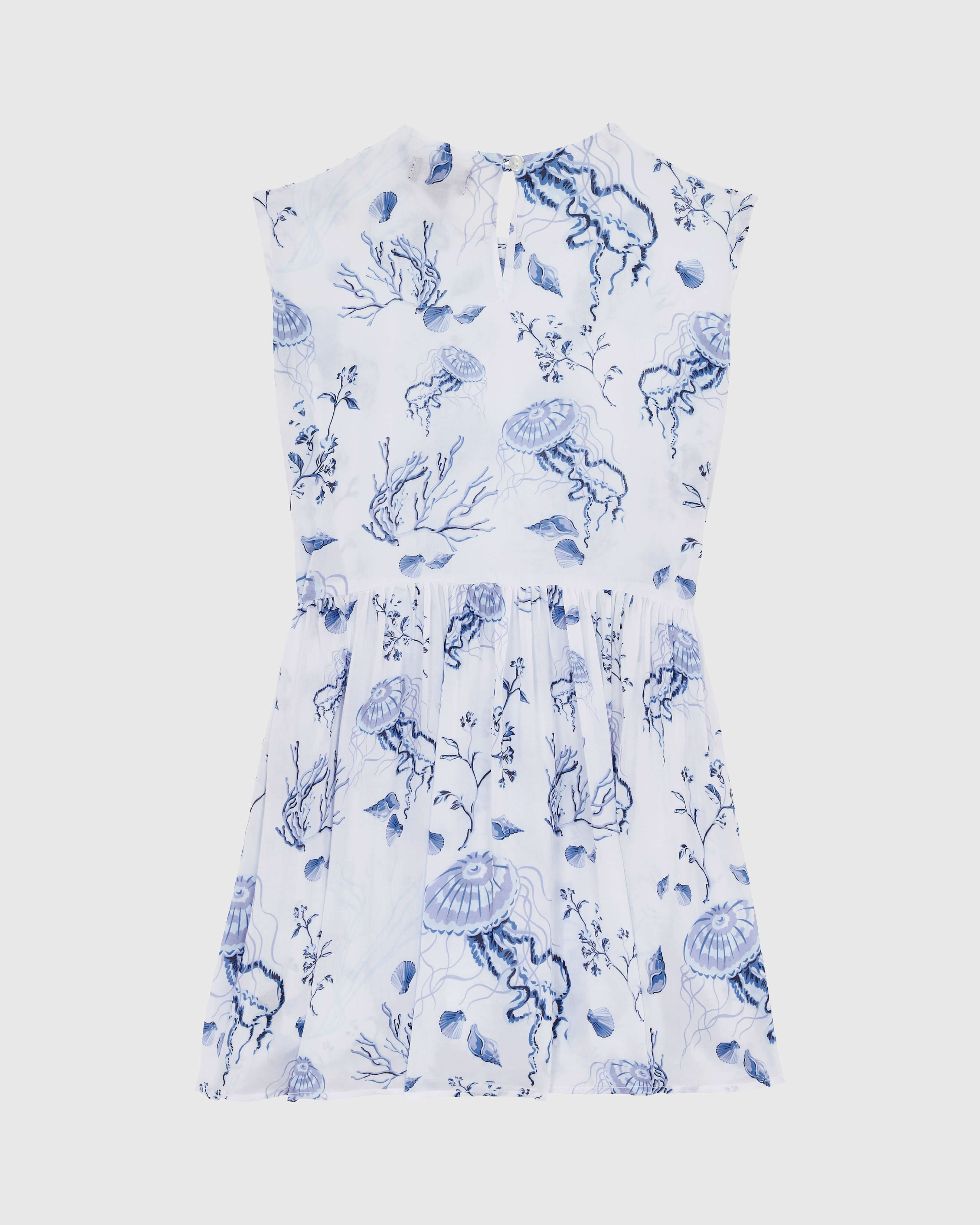 Girls Viscose Dress Medusa and Shells WHITE back view