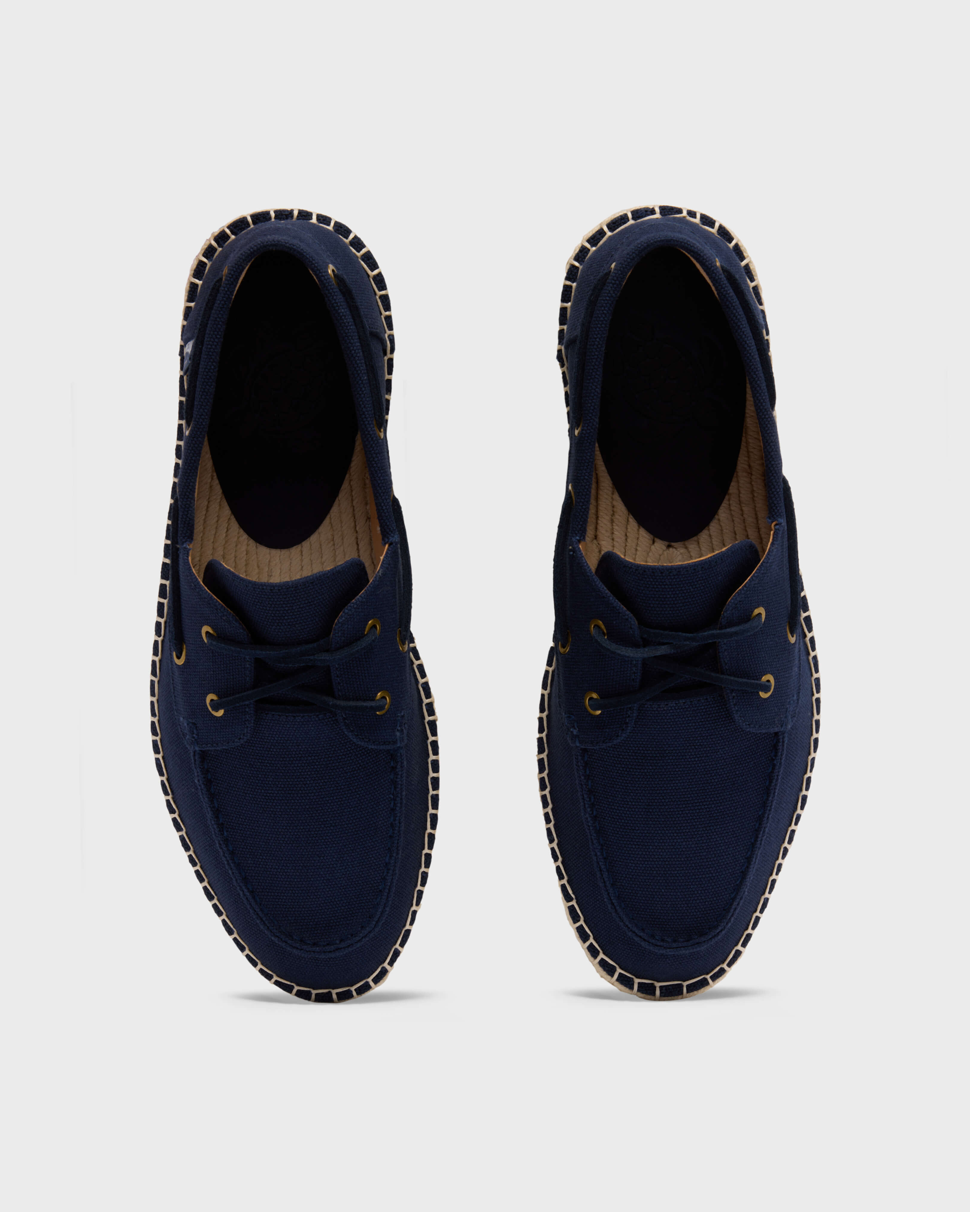 Scarpe da barca uomo in tela tinta unita BLU MARINE back view