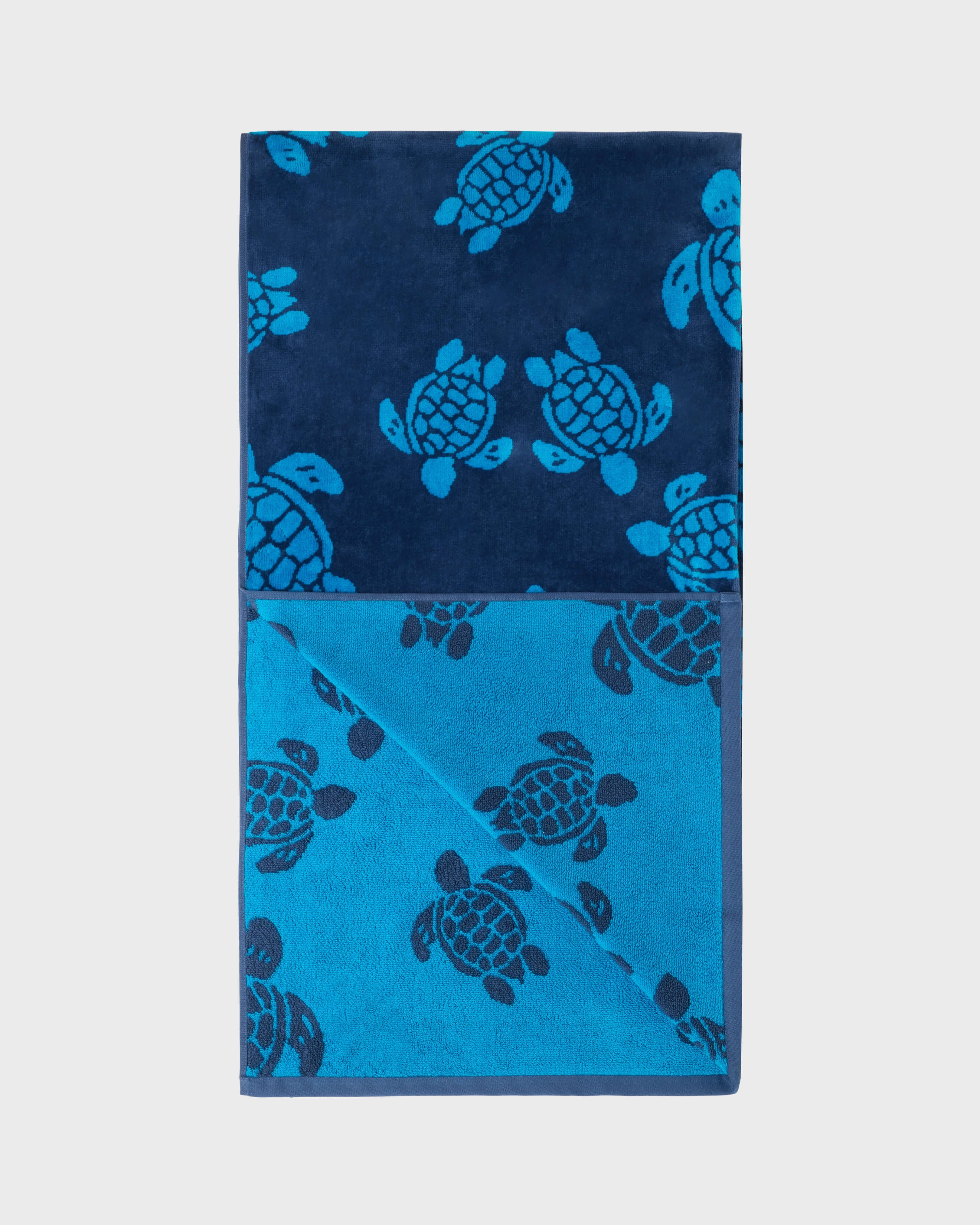 Serviette de plage en coton organique Ronde des Tortues Jacquard EVENING back view