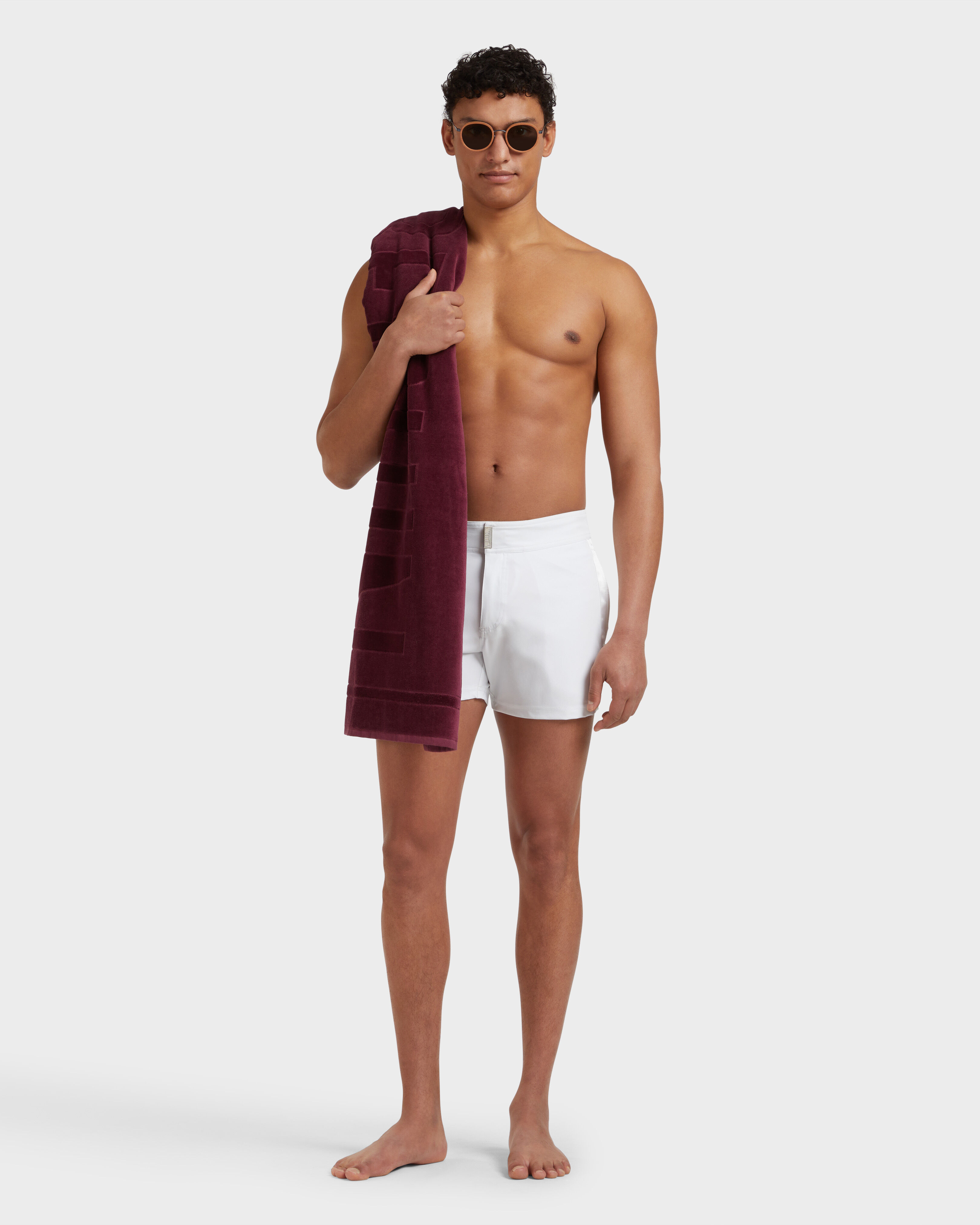 Men Flat belt Swim Shorts Tailoring WHITE supp1 view