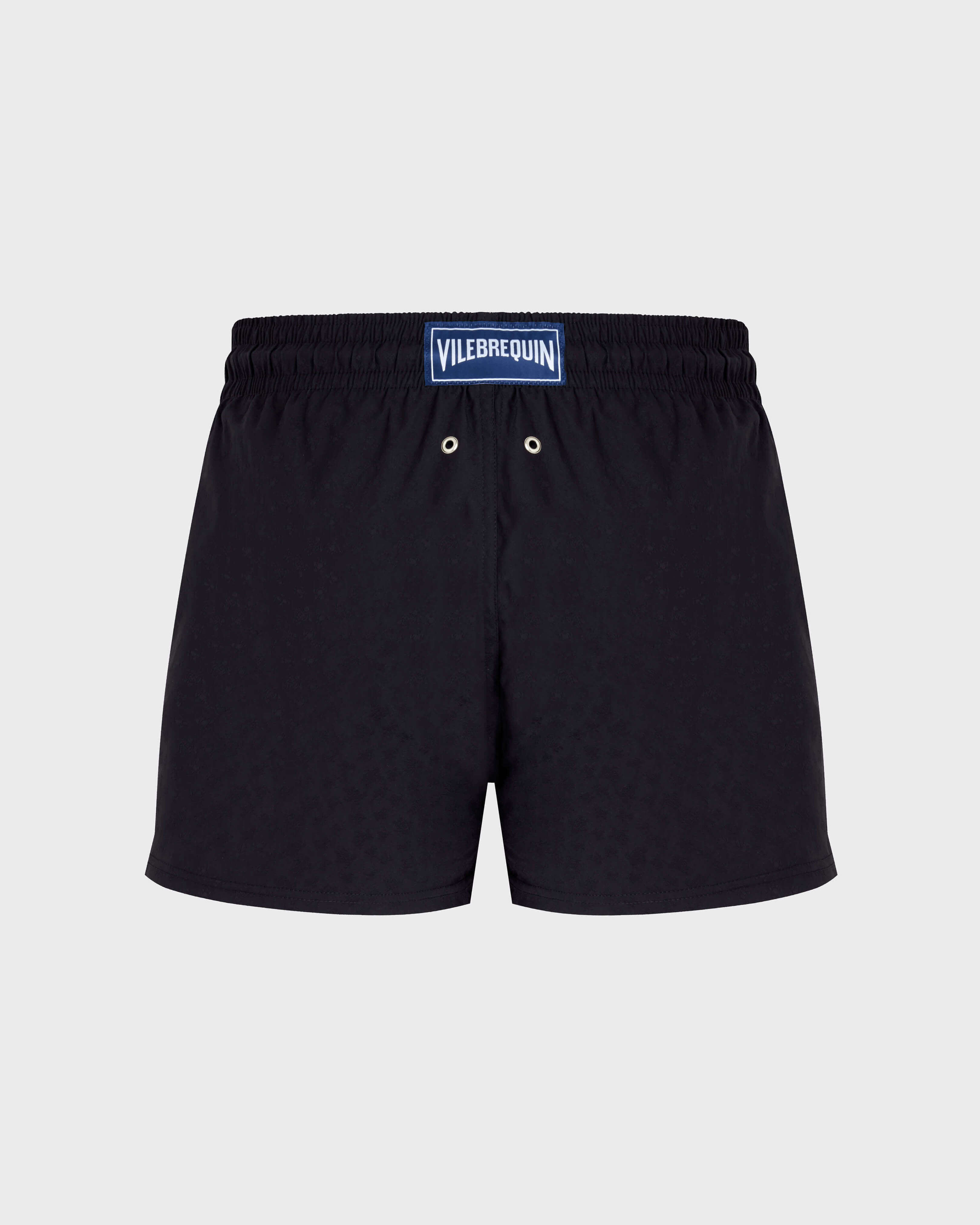 Men Short Swim Trunks Jacquard Turtles BLACK back view
