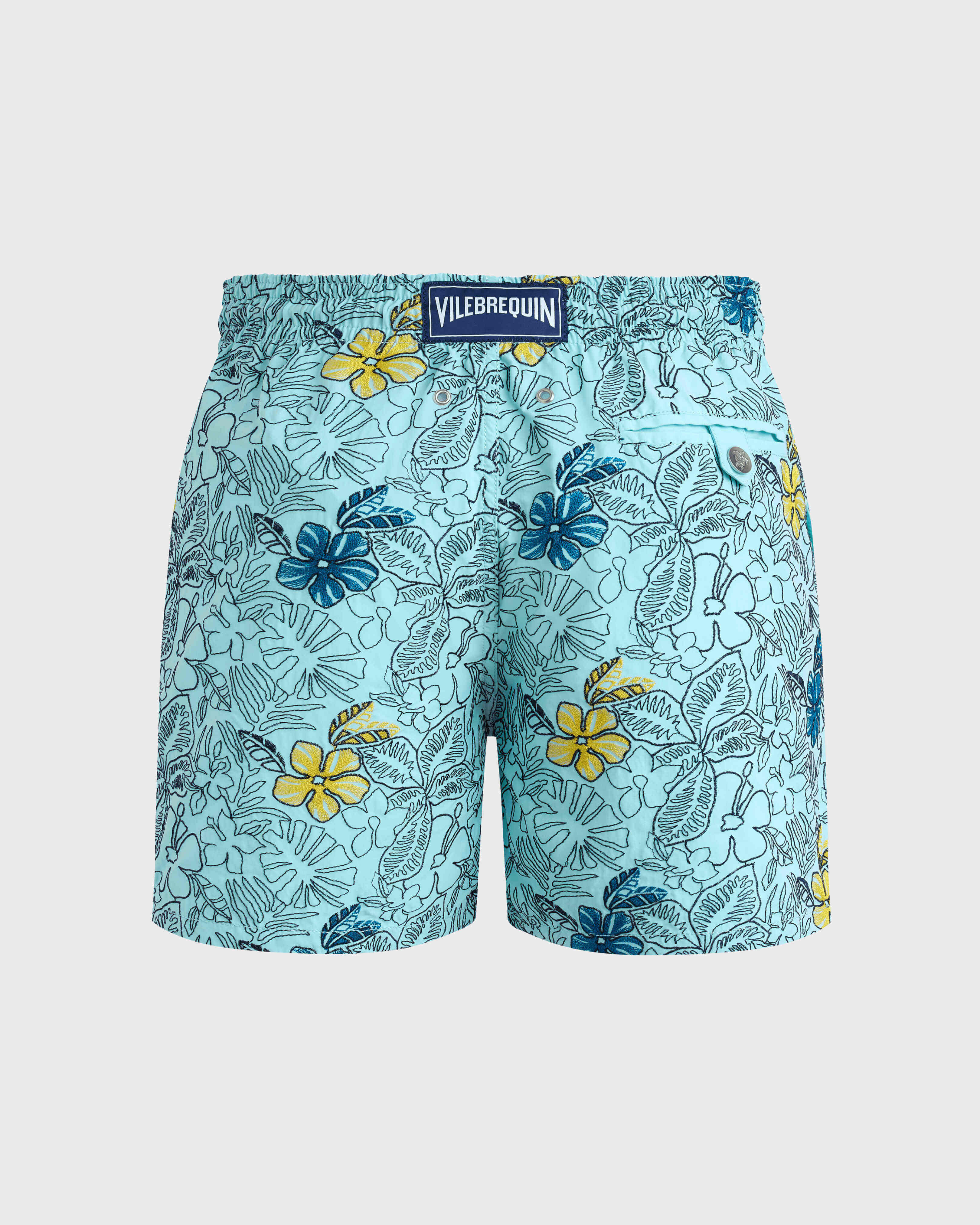 Men Swim Shorts Embroidered Flowers - Limited Edition BLUE NOTE back view
