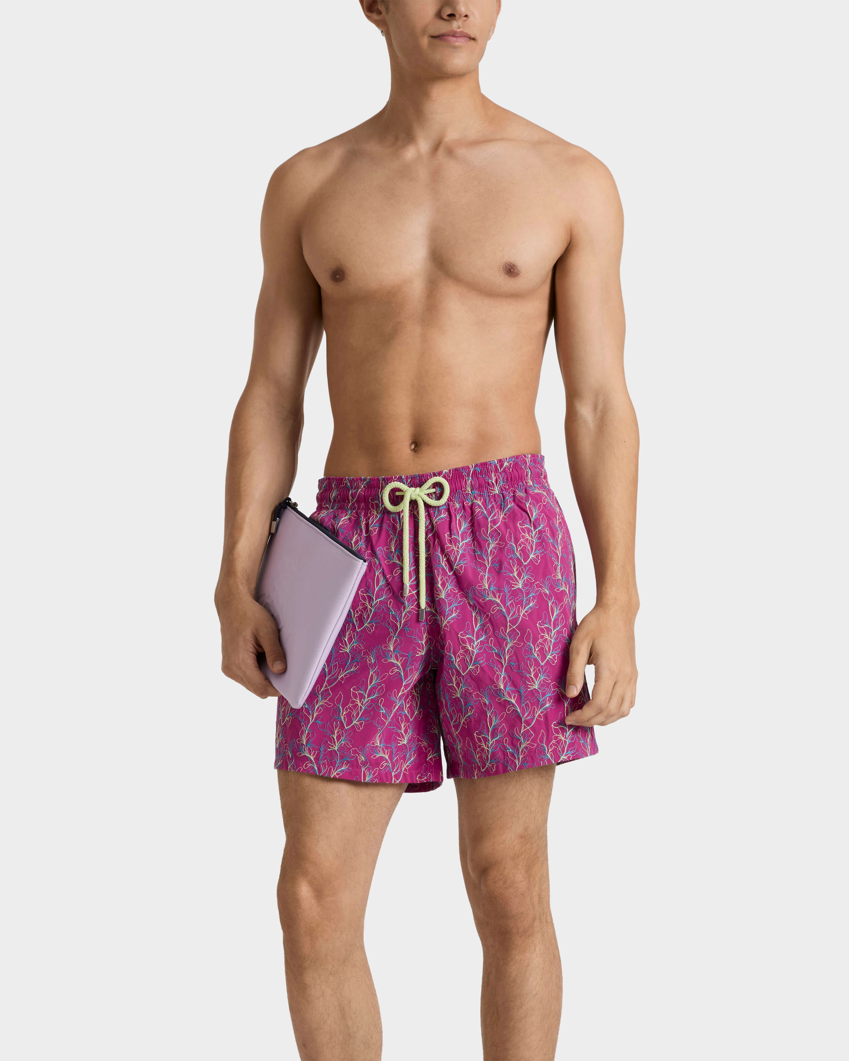 Men Embroidered Swim Shorts X-Ray Seaweed - Limited Edition PORPORA frontworn view