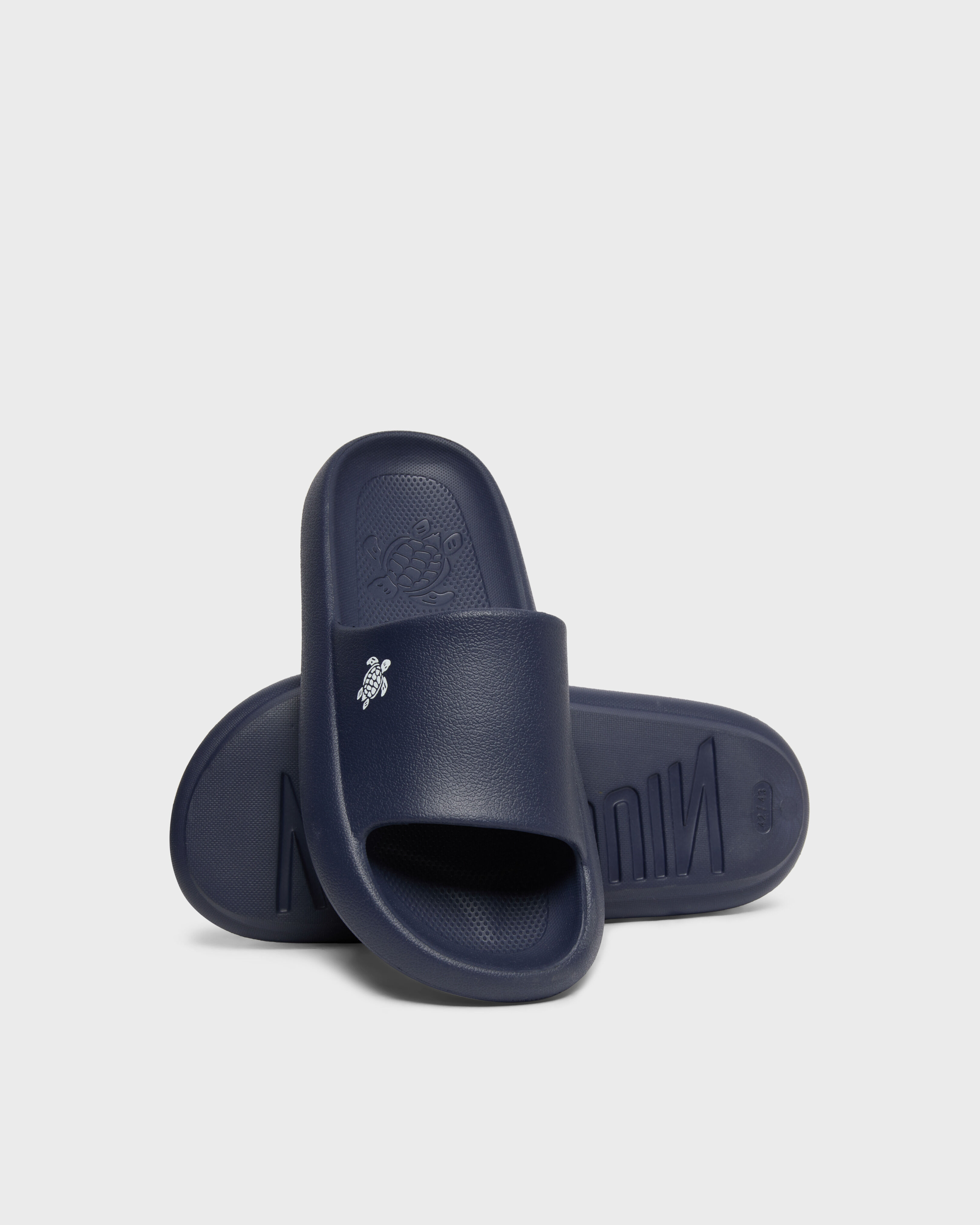 Men Beach Sliders Solid NAVY back view