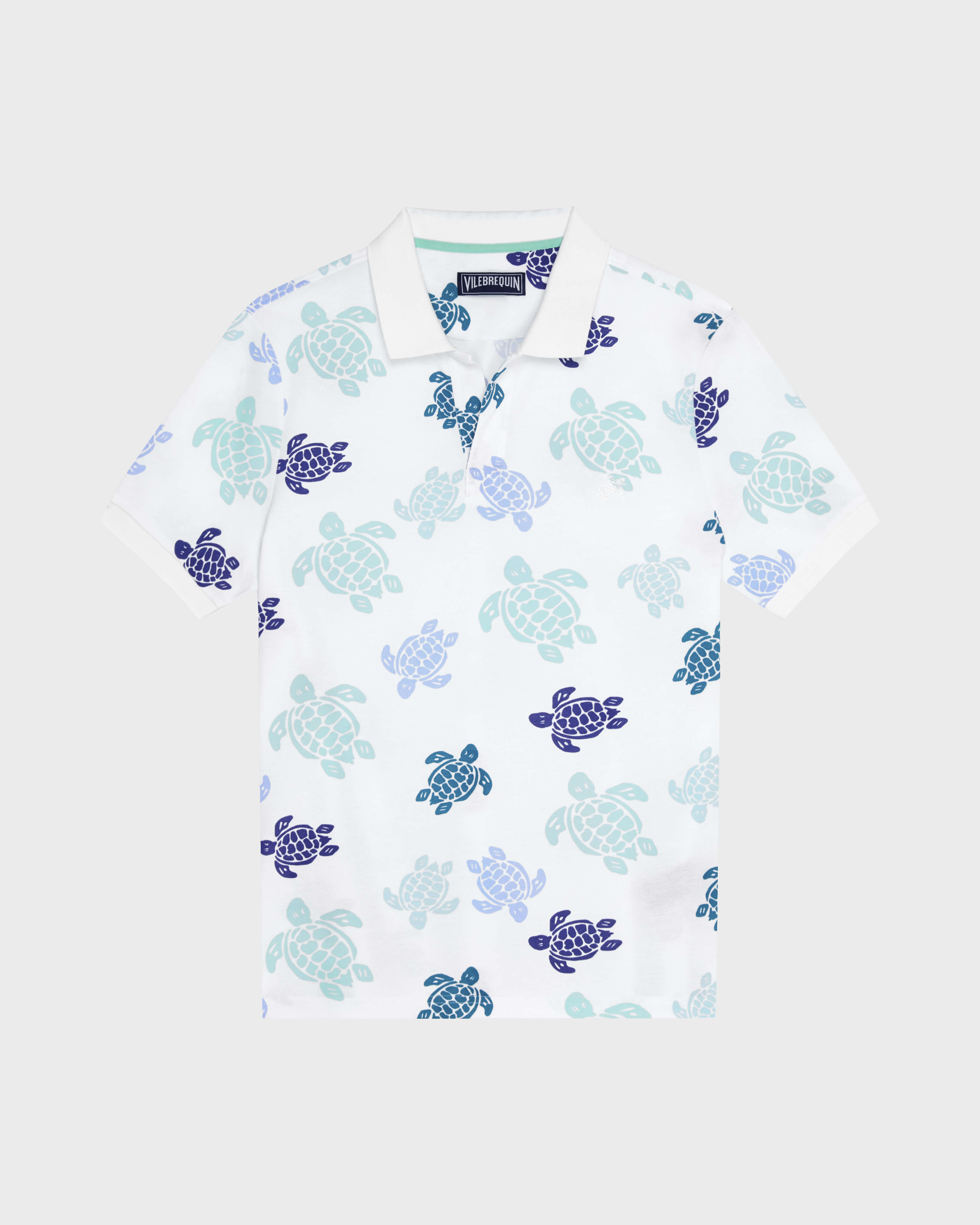 Multicolores Ronde des Tortues Herren-Polohemd aus Baumwollpikee WEISS front view