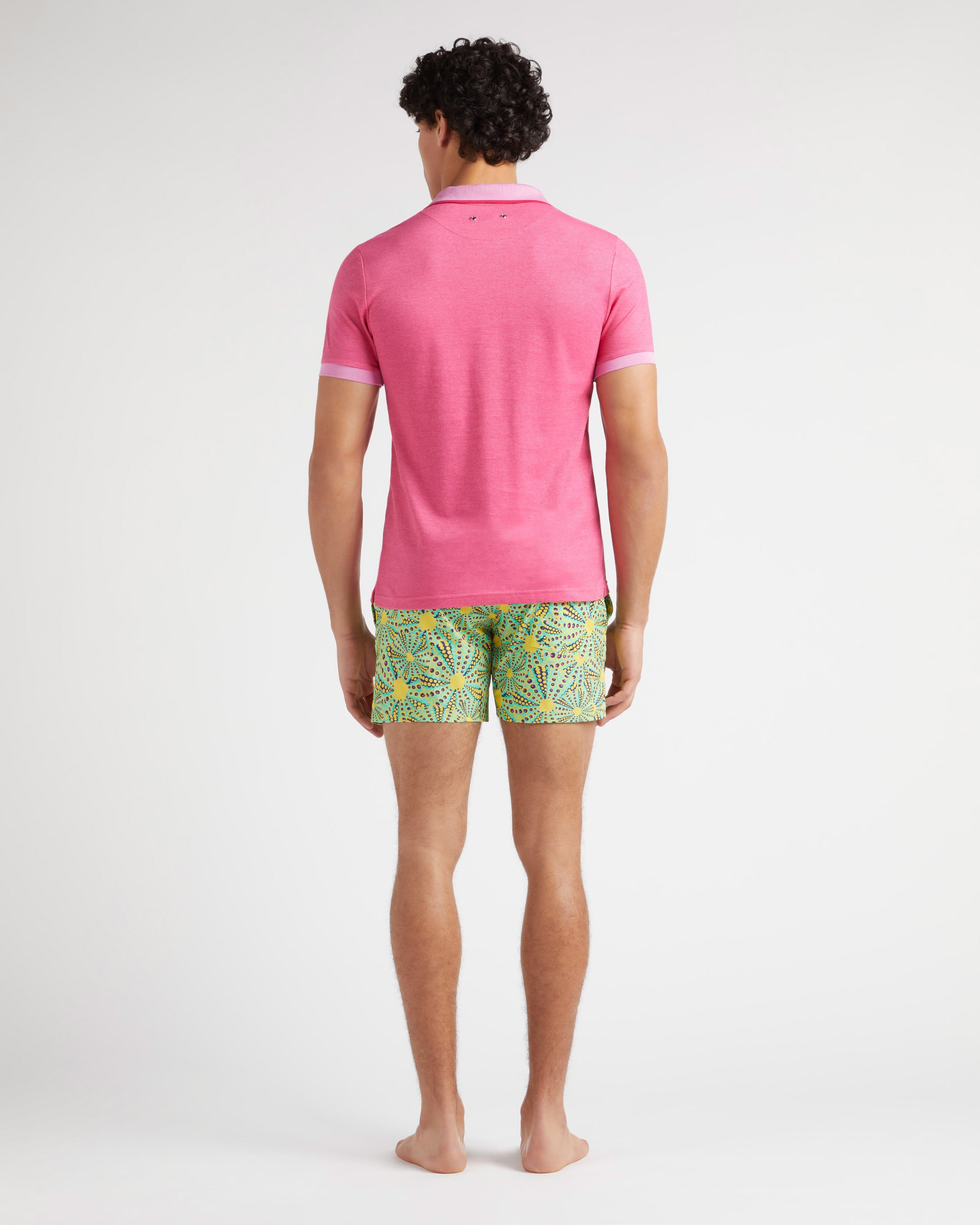 Polo de algodón de color liso para hombre PETUNIA backworn view