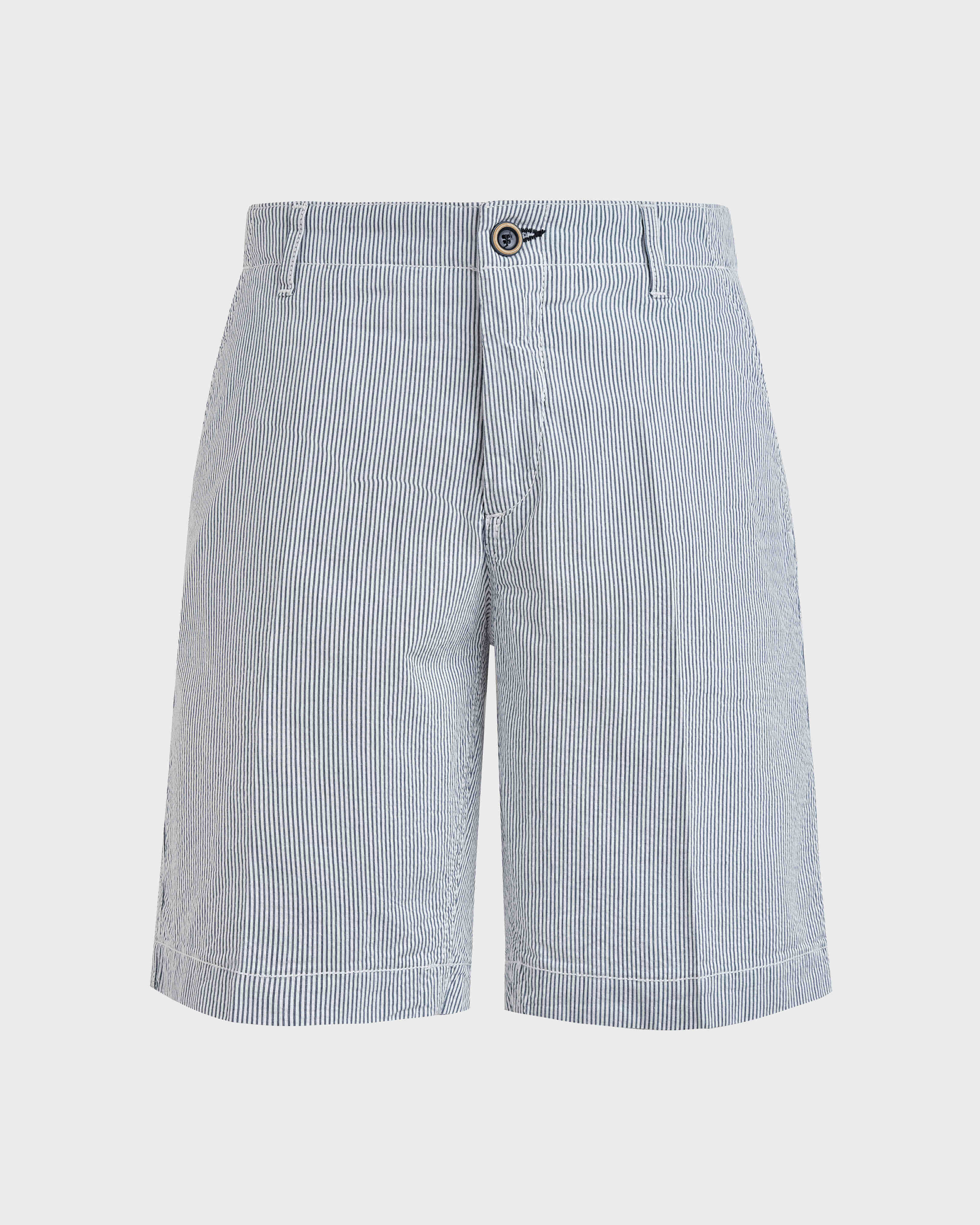 Men Cotton Bermuda Shorts Seersucker JEANS BLUE front view