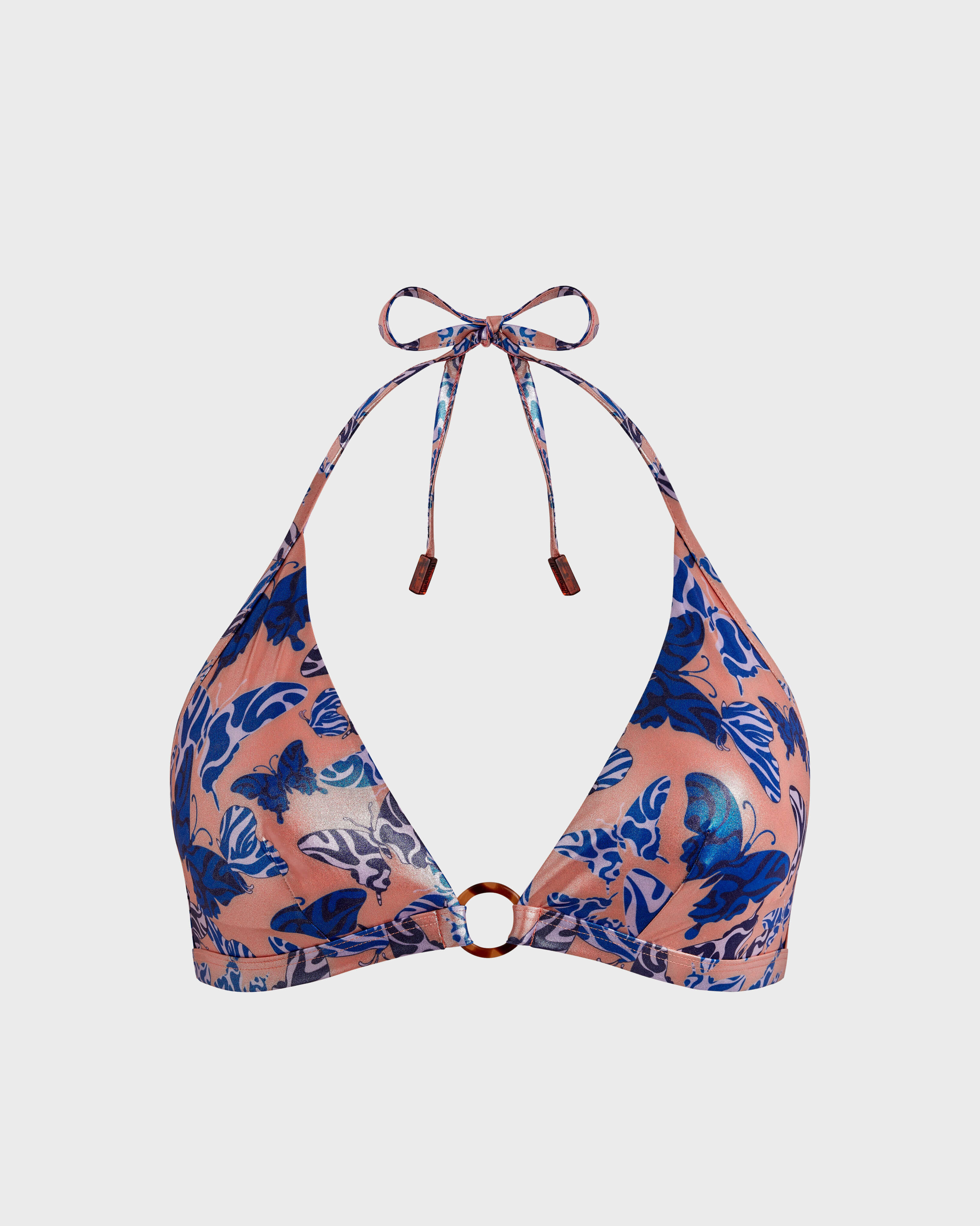 Women Halter Bikini Top Disco Disco Butterfly BLUSH front view