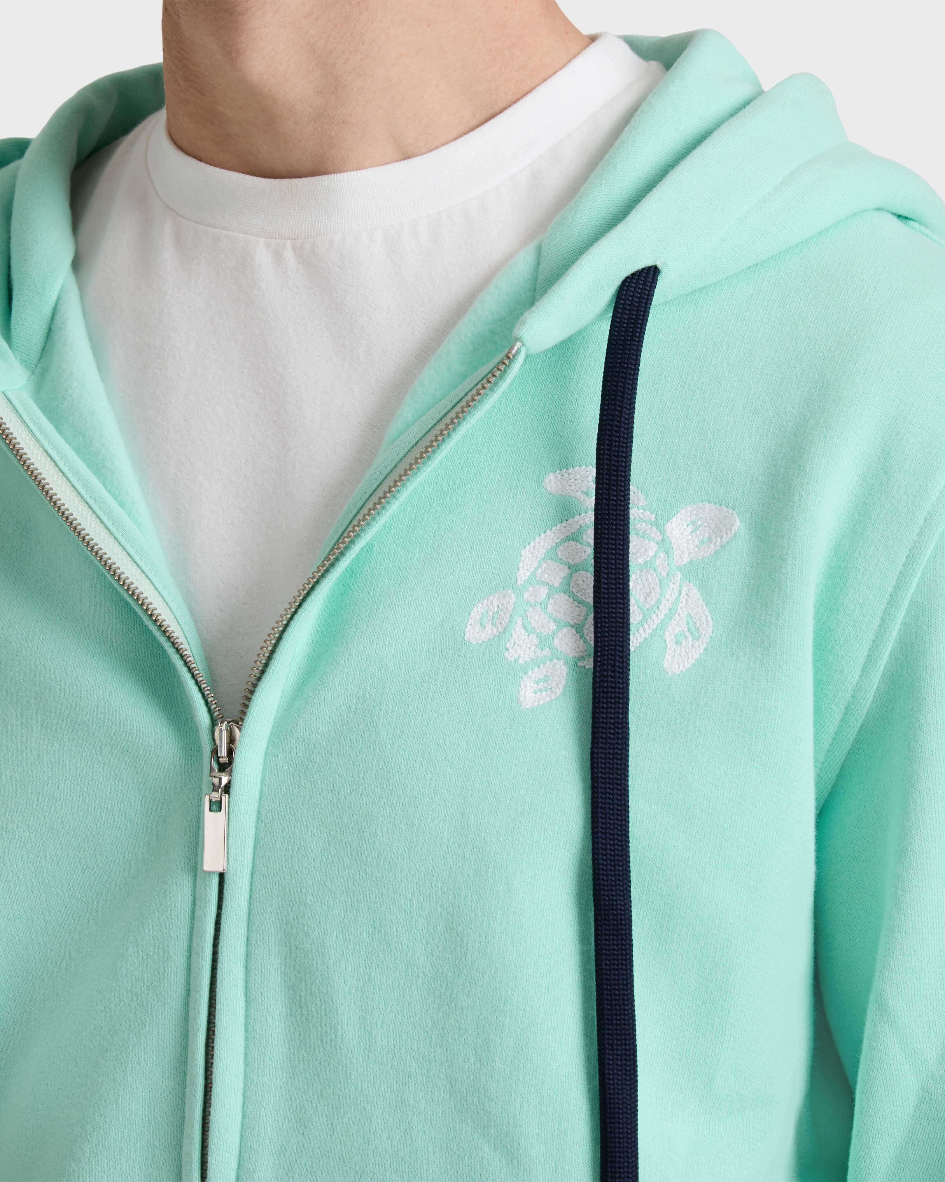 Cárdigan de algodón con cremallera integral y bordado Big Turtle para hombre CARIBBEAN supp2 view