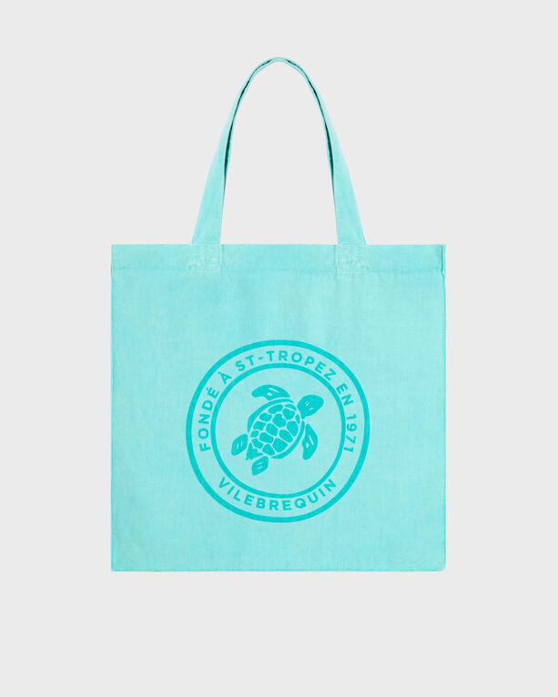 Vilebrequin - Linen Mineral Dye Tote Bag Tortue - Bags - Babel - Green - Size OSFA