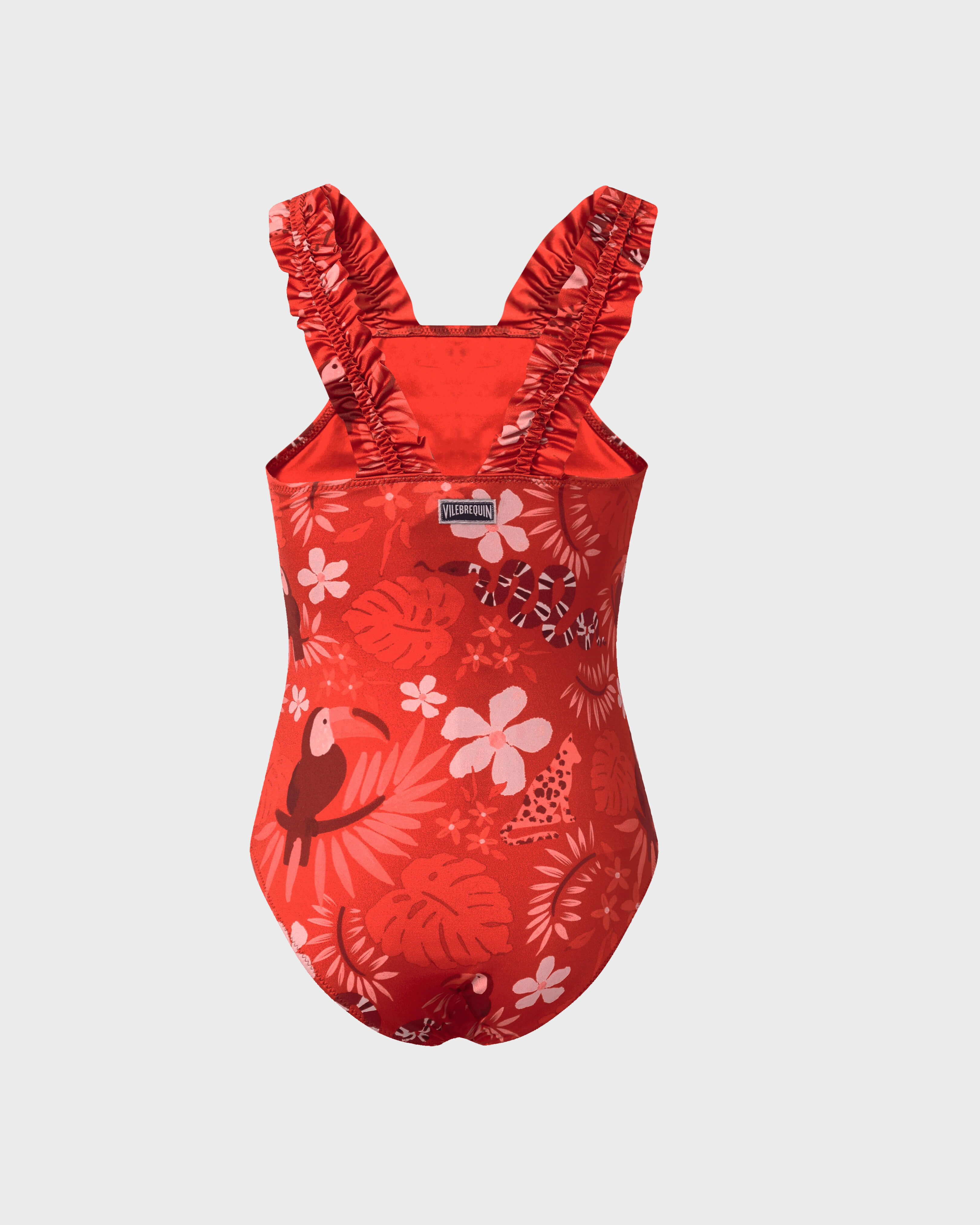 Maillot de bain une pièce fille Papel de Embrulho COQUELICOT back view