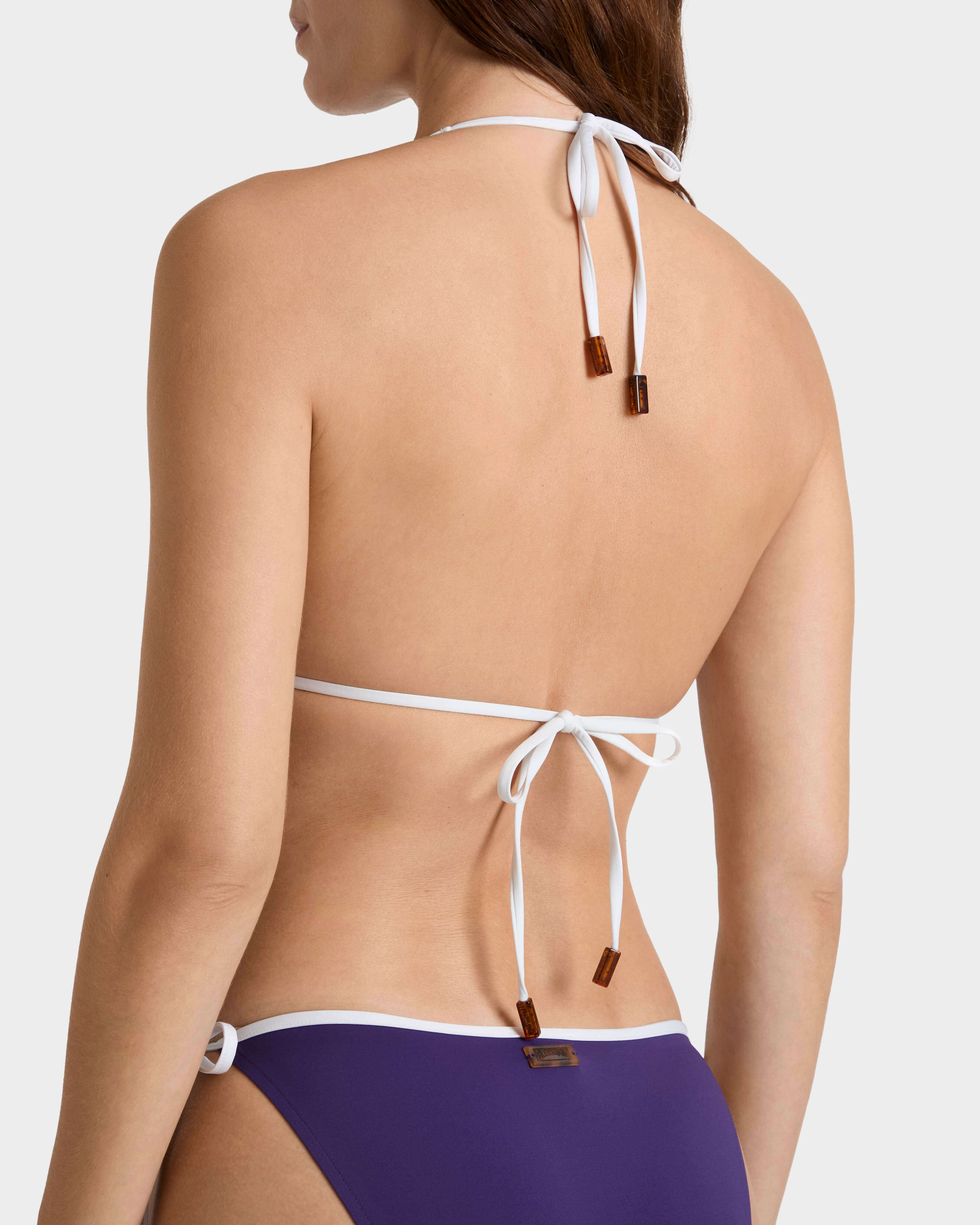 Haut de maillot de bain triangle femme uni VIOLETTE backworn view