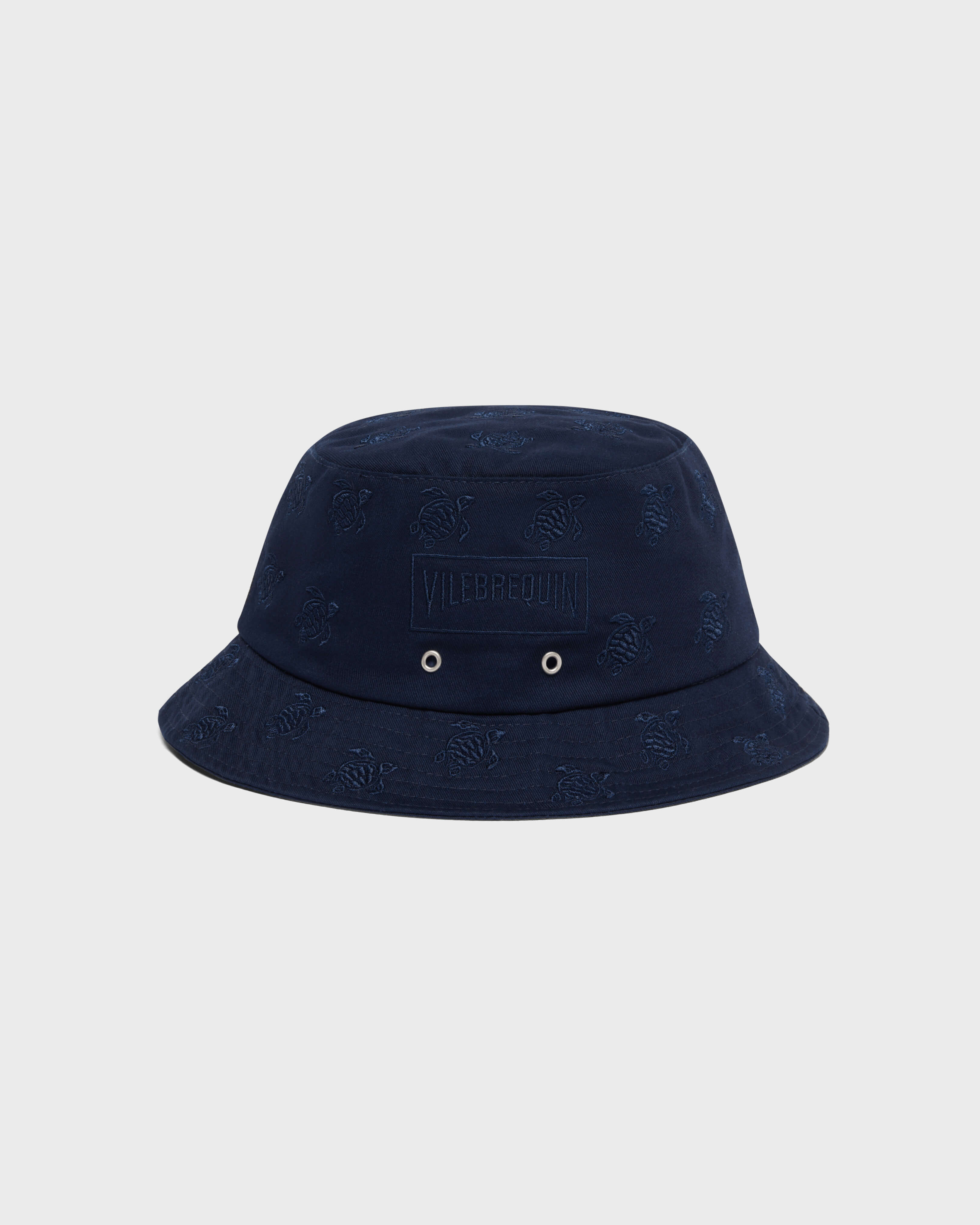 Embroidered Bucket Hat Turtles All Over NAVY front view