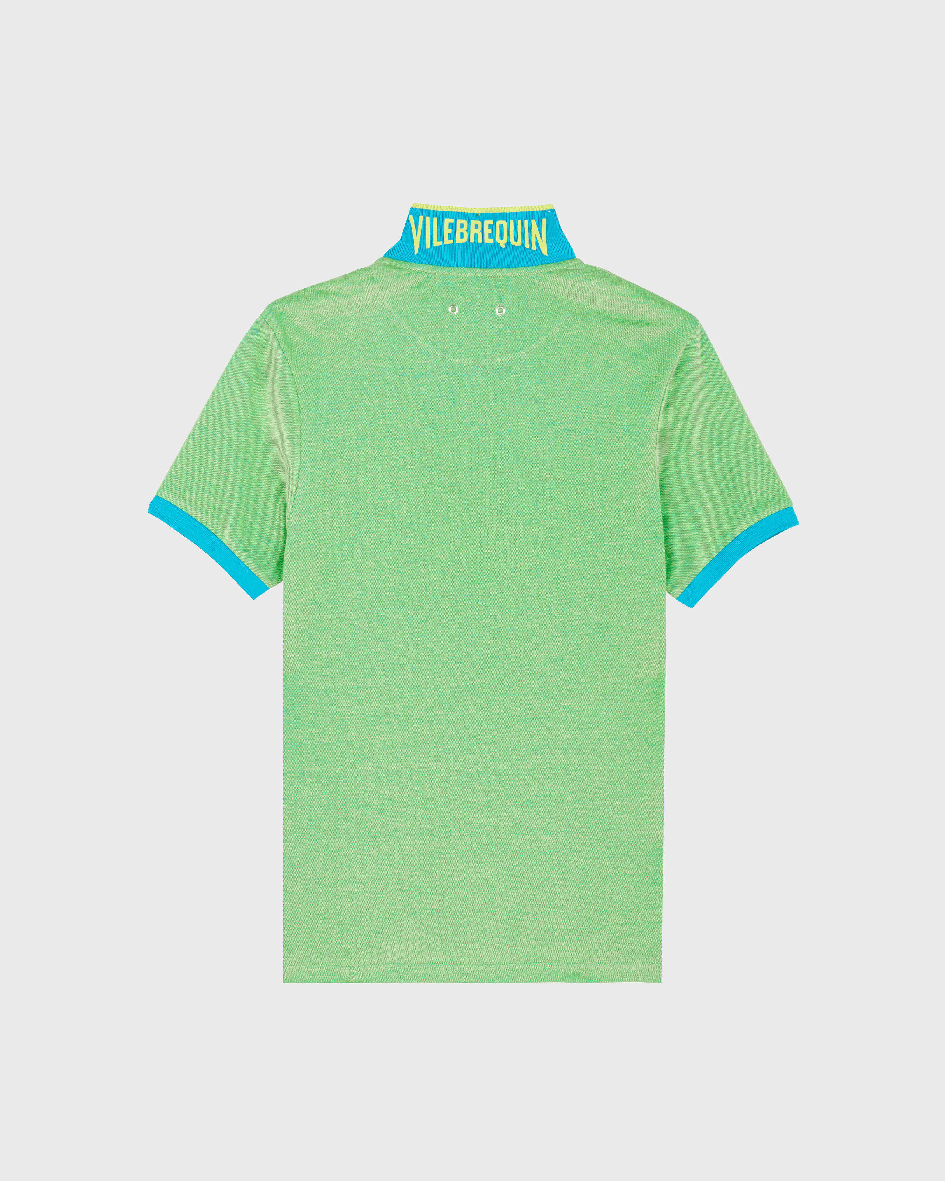 Polo de algodón liso para hombre AZURIN back view