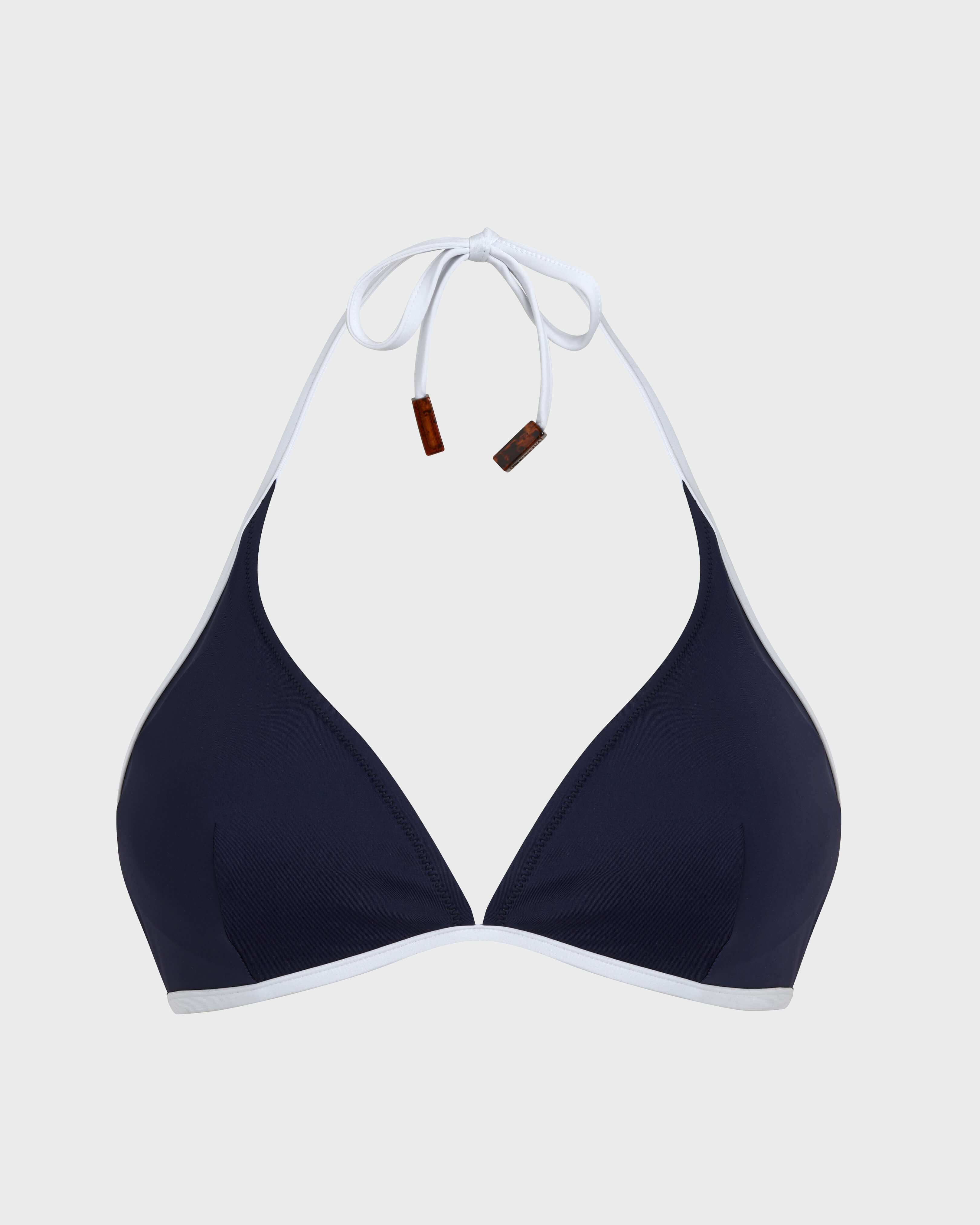 Women Triangle Bikini Top Solid NAVY front view