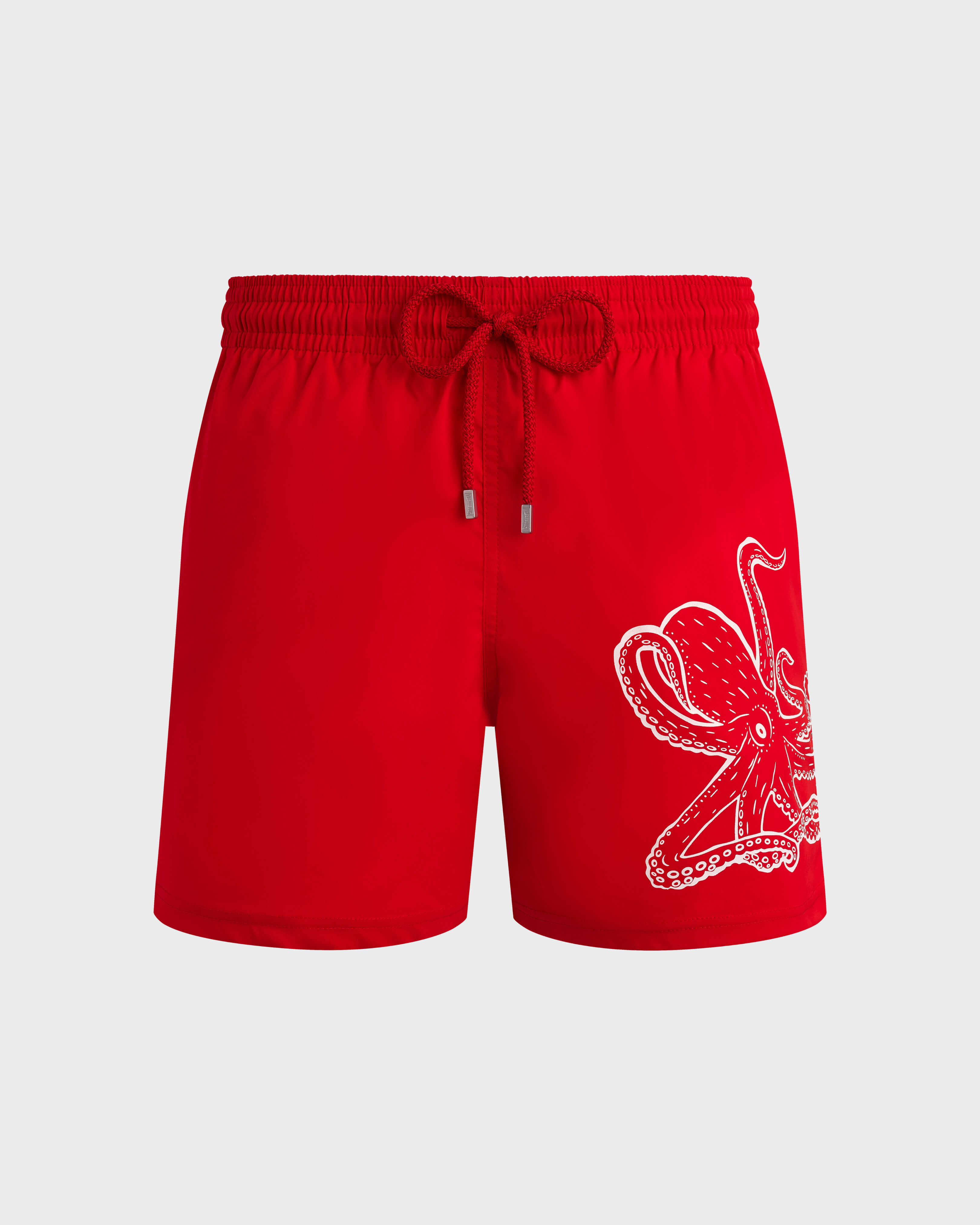 Men Stretch Short Swim Shorts Placed Poulpe POPPY RED front view