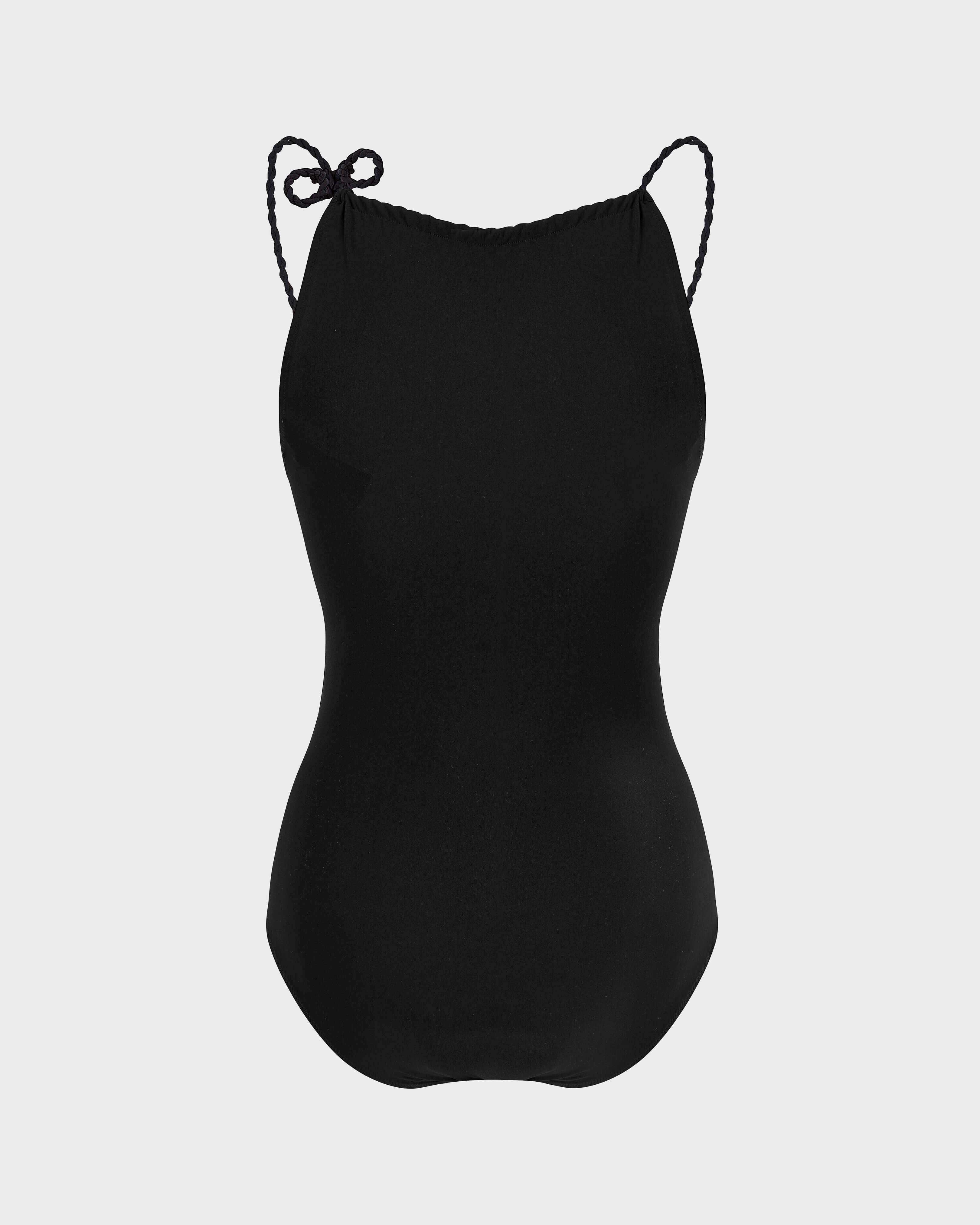 Costume intero donna a collo alto in corda Tresses NERO back view