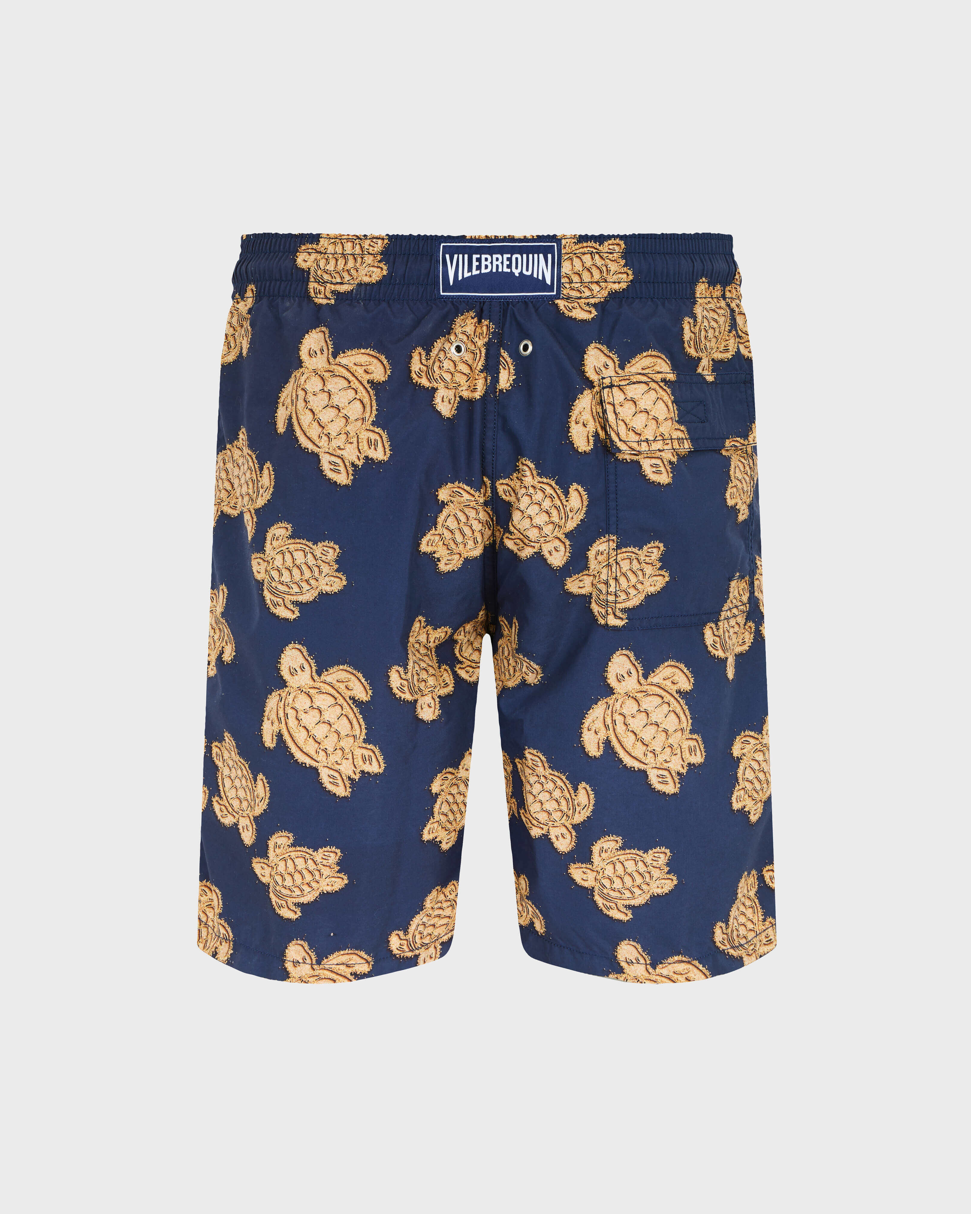 Bañador elástico largo con estampado Sand Turtles para hombre AZUL MARINO back view