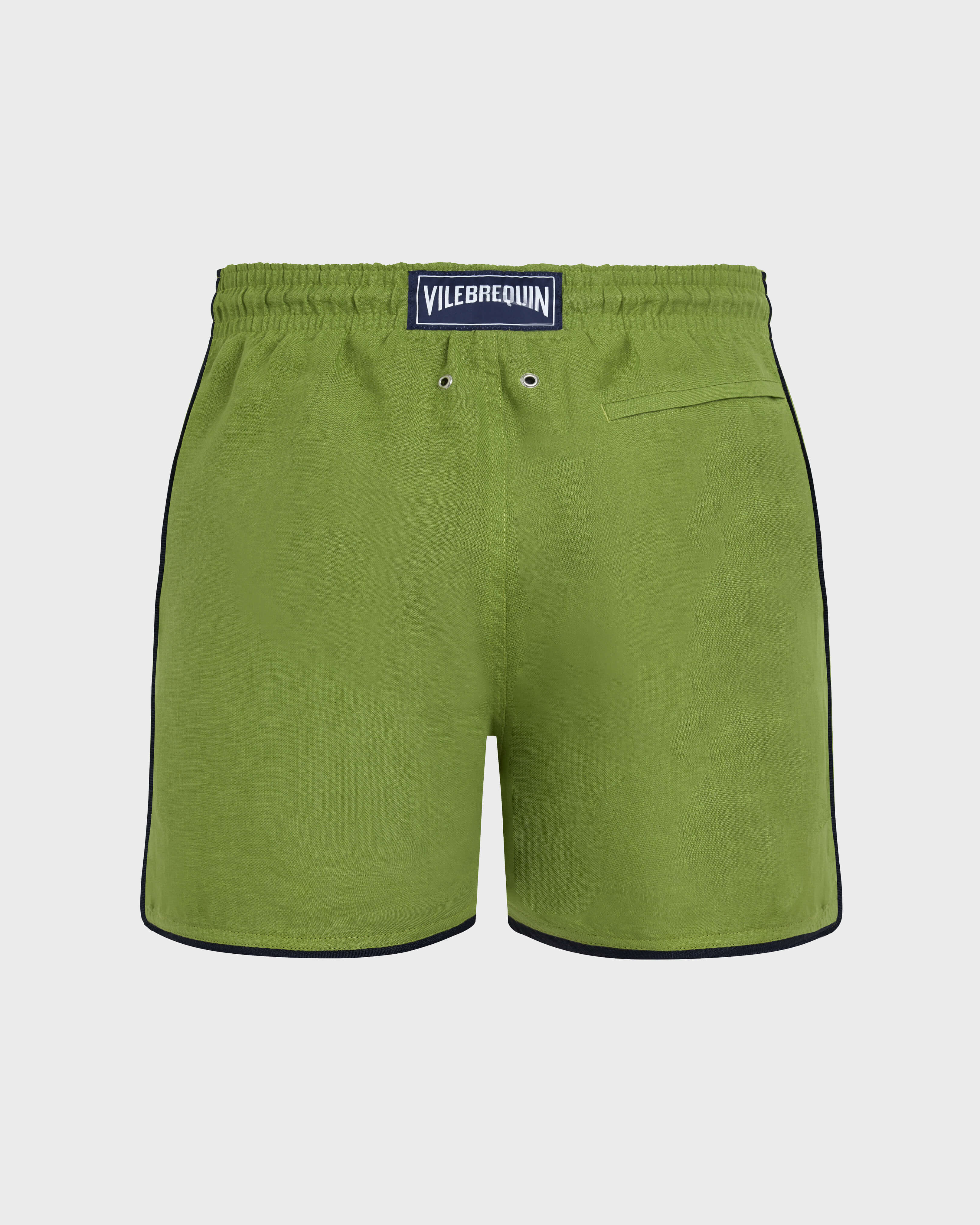 Men Linen Swim Shorts Solid CAMOUPLAGE back view