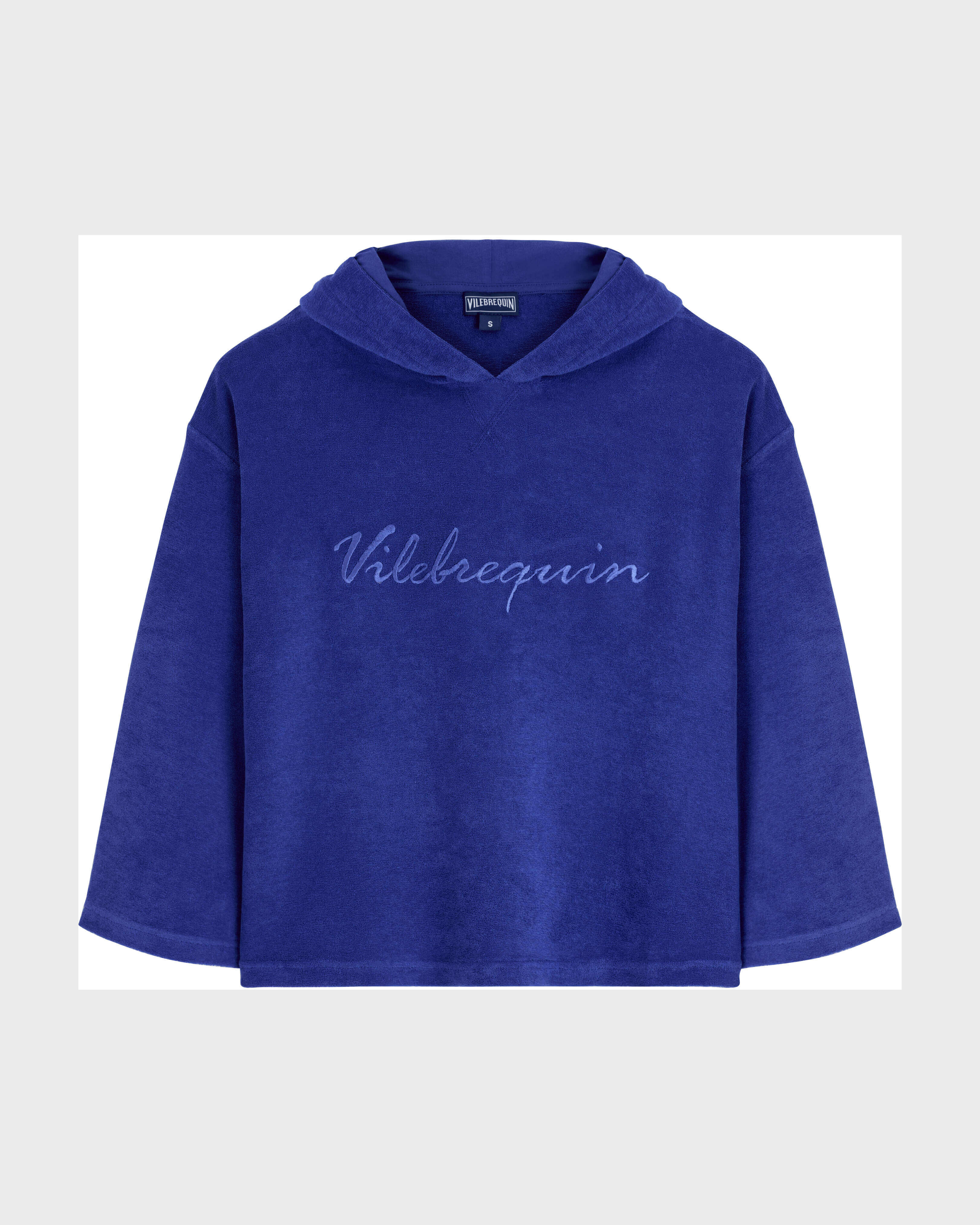 Women Terry Sweatshirt Solid PURPLE BLUE front view