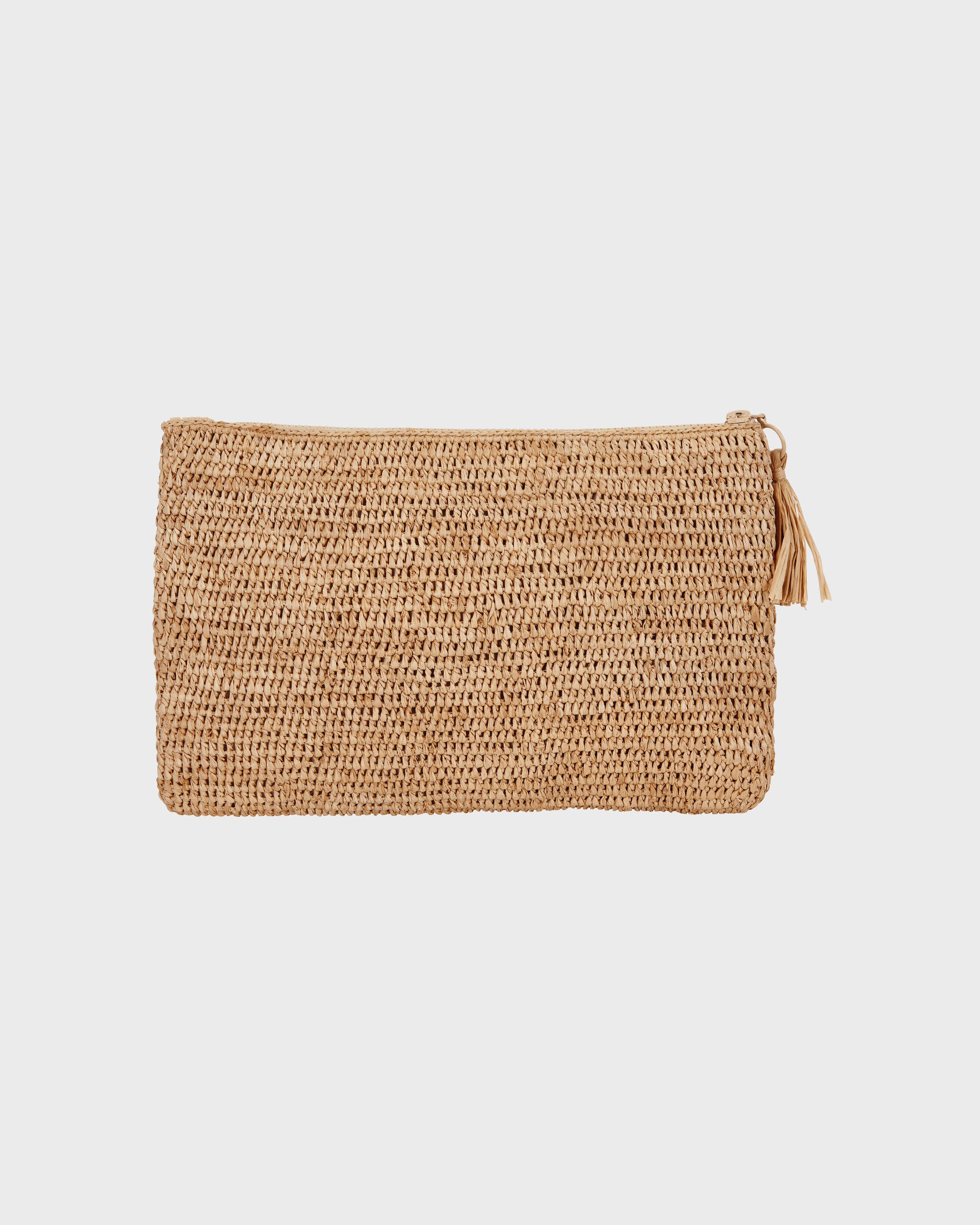 Raffia Beach Pouch HEMP back view