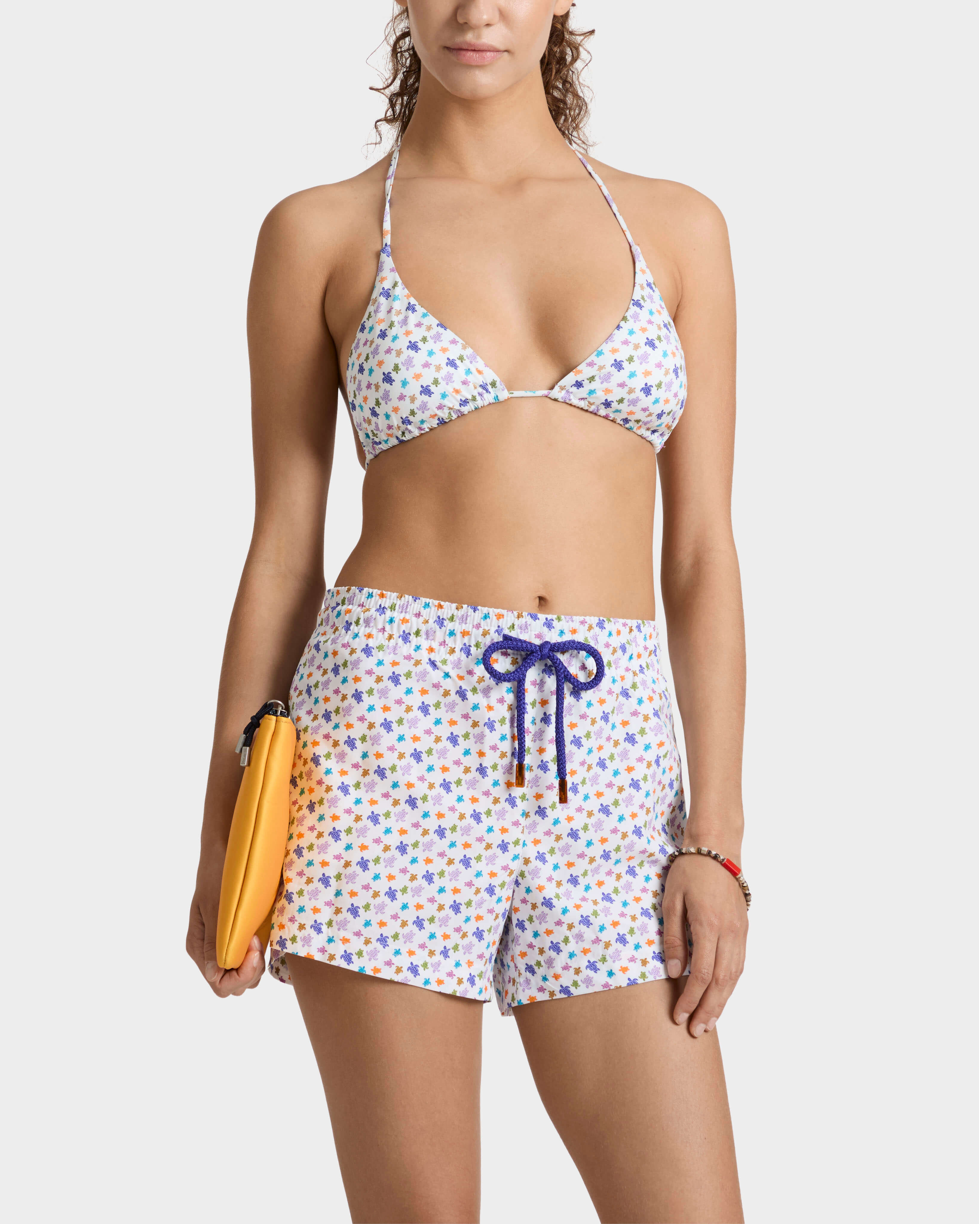 Pantaloncini mare donna Micro Ronde des Tortues BIANCO frontworn view