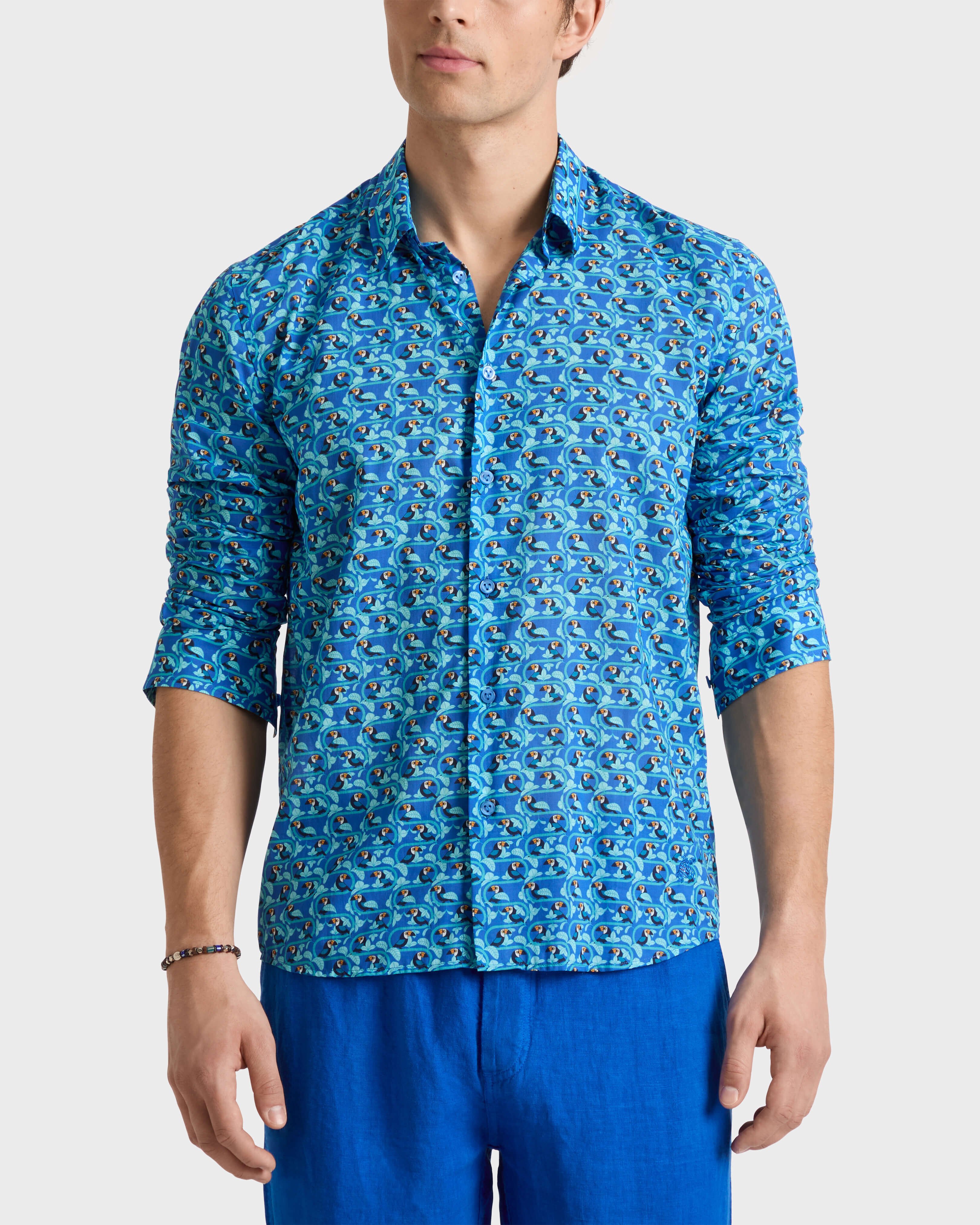 Camisa de gasa de algodón con estampado Toucana para hombre PALACE frontworn view