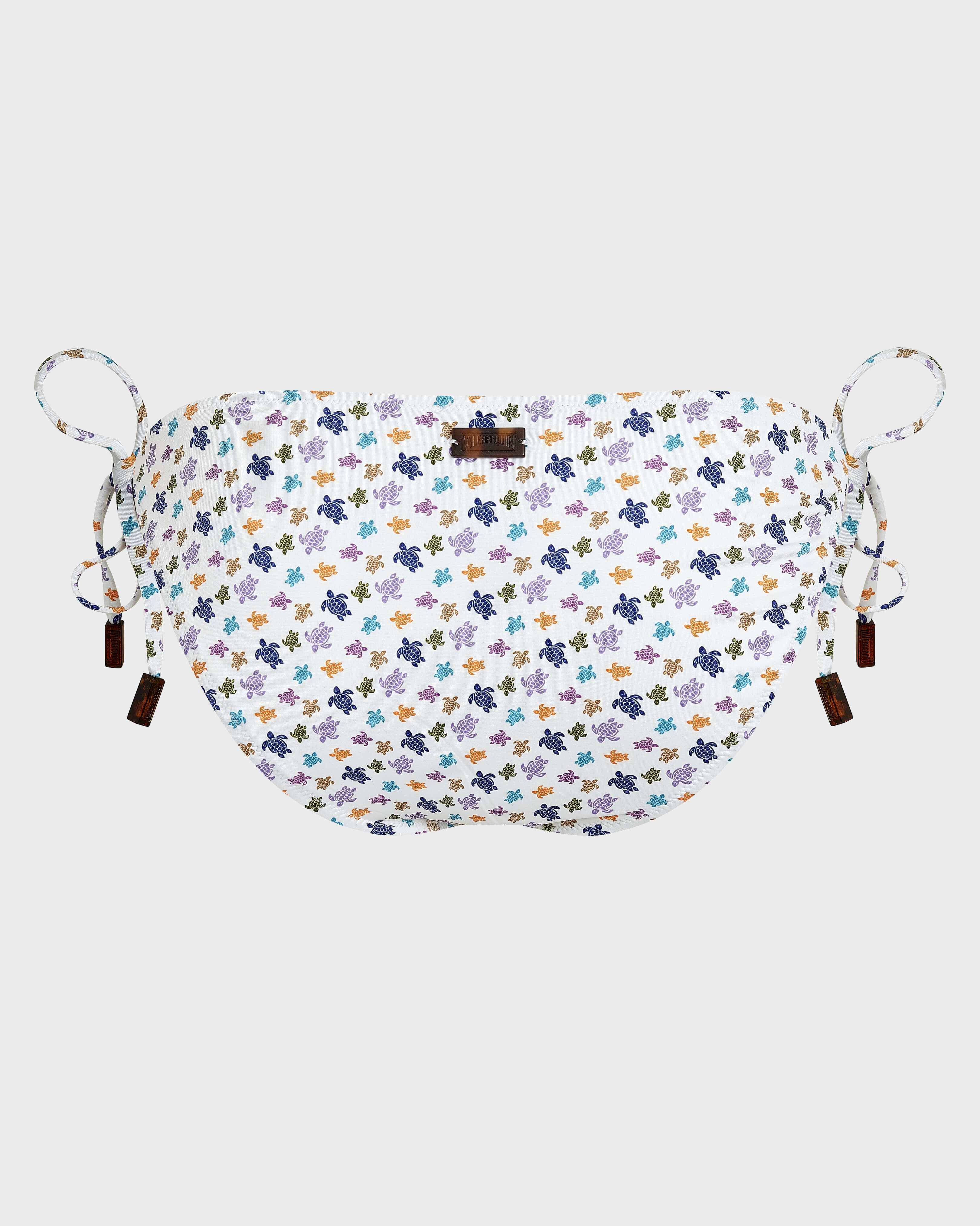 Women Side Tie Bikini Bottom Micro Ronde des Tortues WHITE back view
