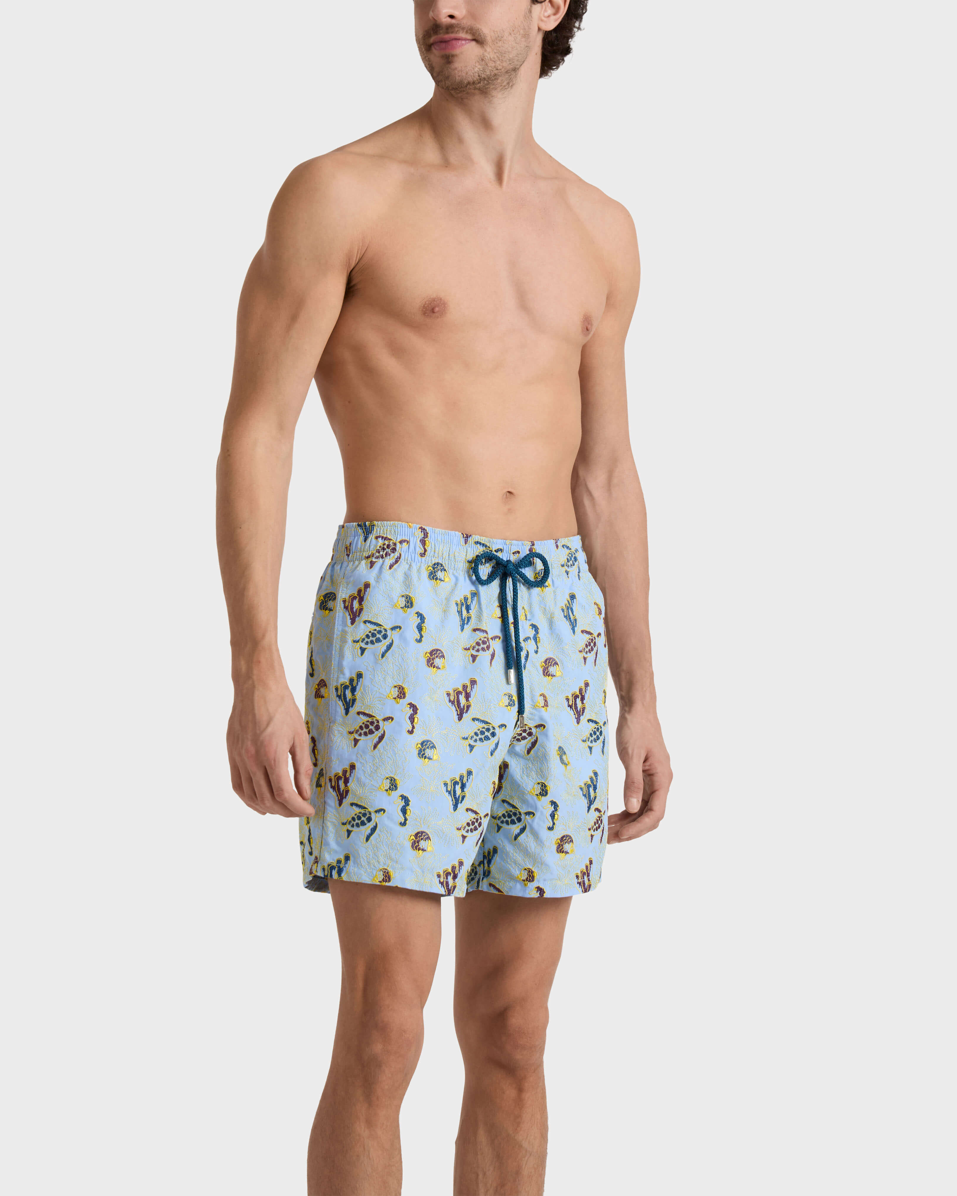 Bañador con bordado Aquatic Life para hombre - Edición limitada FLAX FLOWER frontworn view
