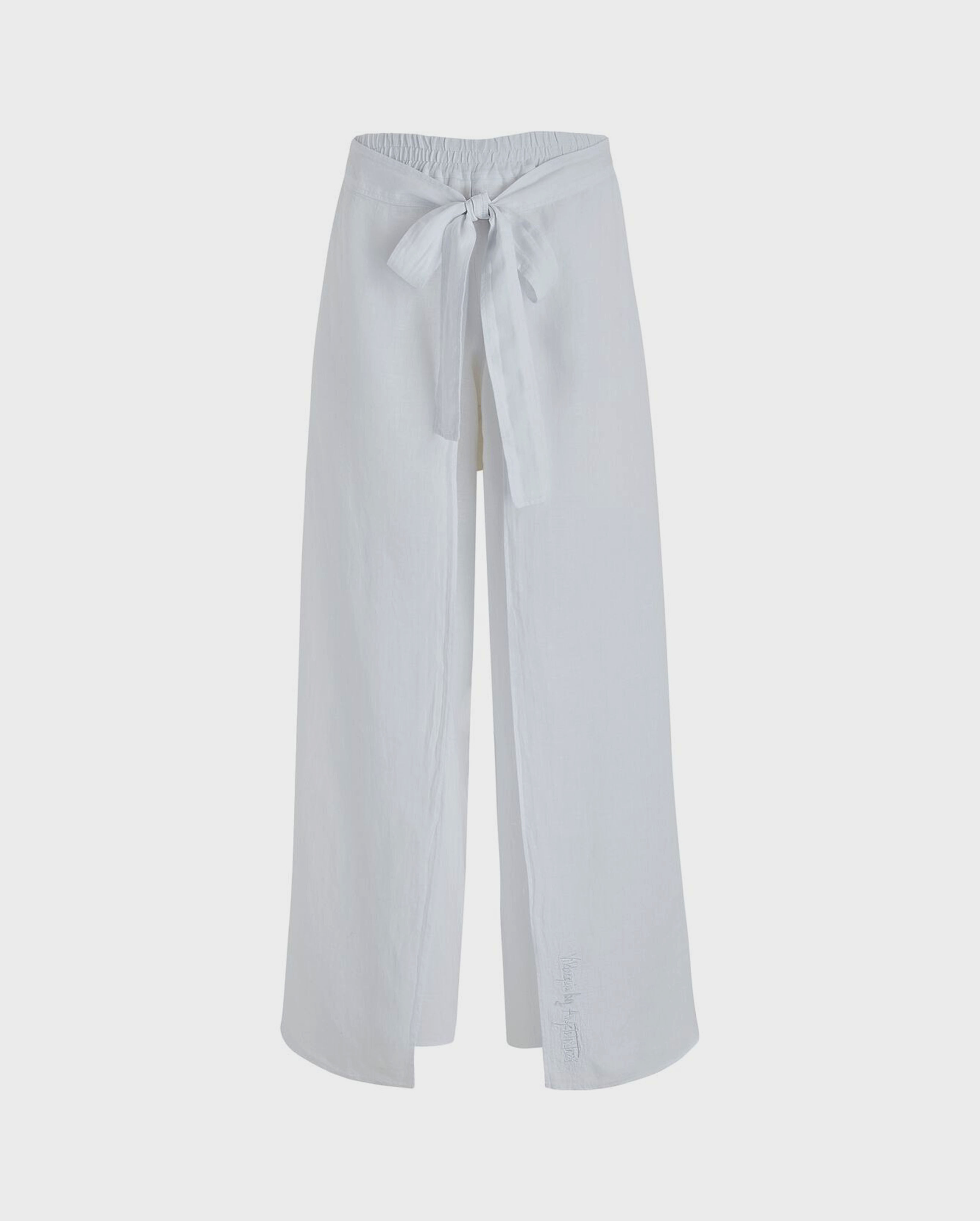 Women White Linen Pants- Vilebrequin x Angelo Tarlazzi WHITE front view