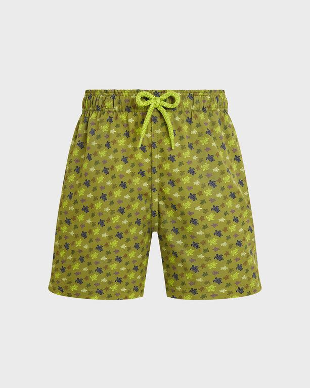 Vilebrequin - Boys Stretch Swim Shorts Micro Ronde Des Tortues - Swimwear - Jirise - Green - Size 10