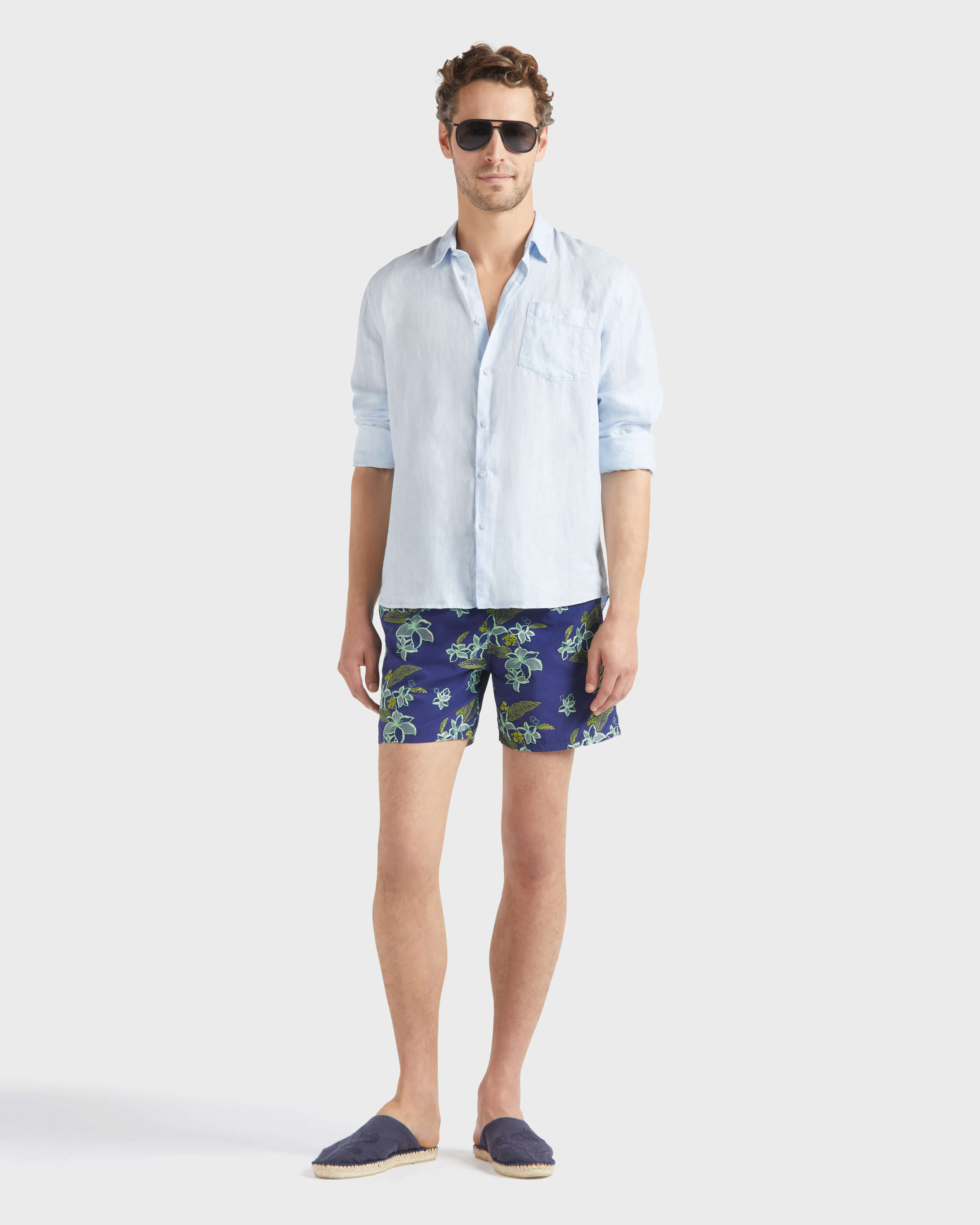Pantaloncini mare uomo ricamati Flowers Power MIDNIGHT supp1 view