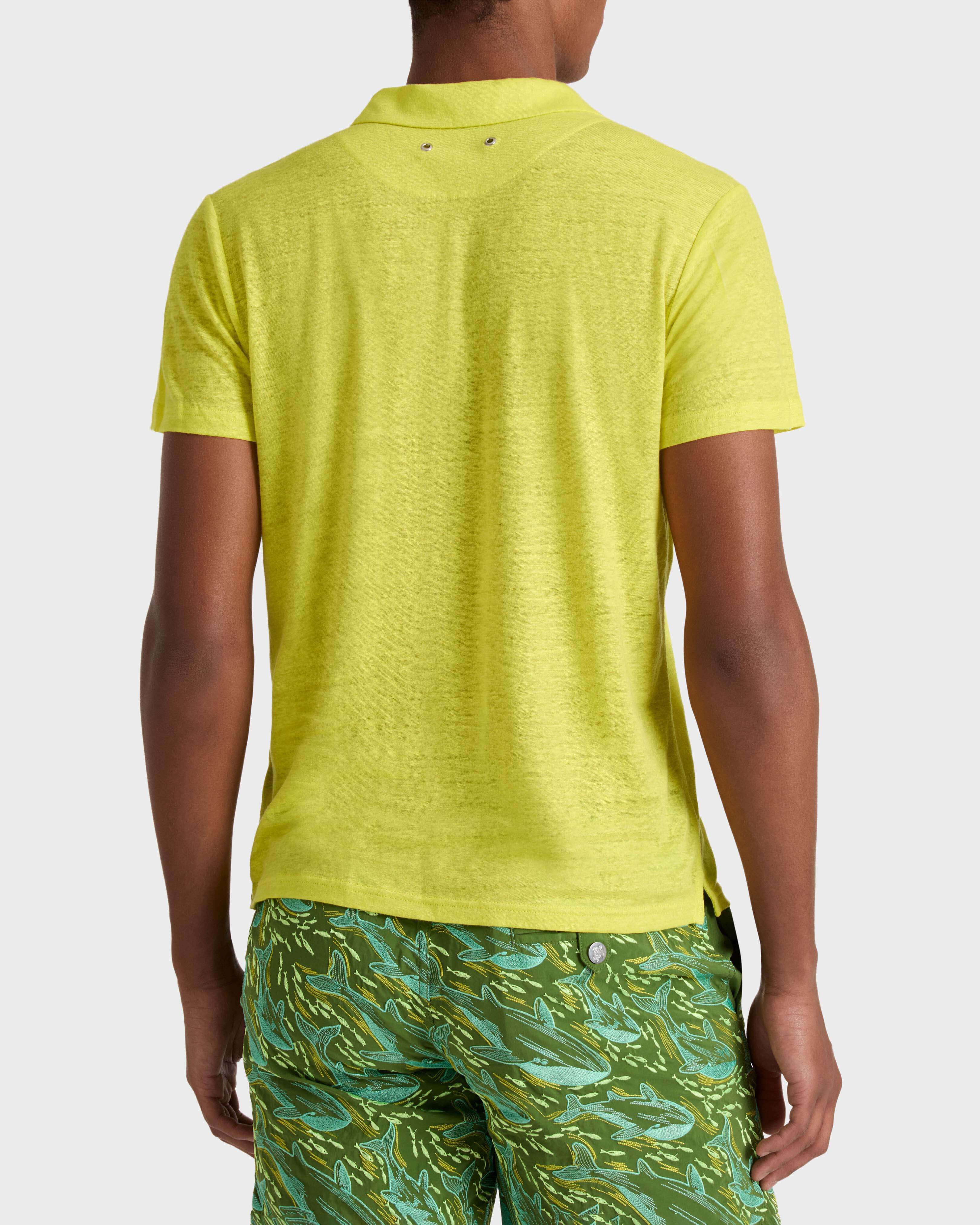 Einfarbiges Polohemd aus Leinenjersey für Herren GINGER backworn view