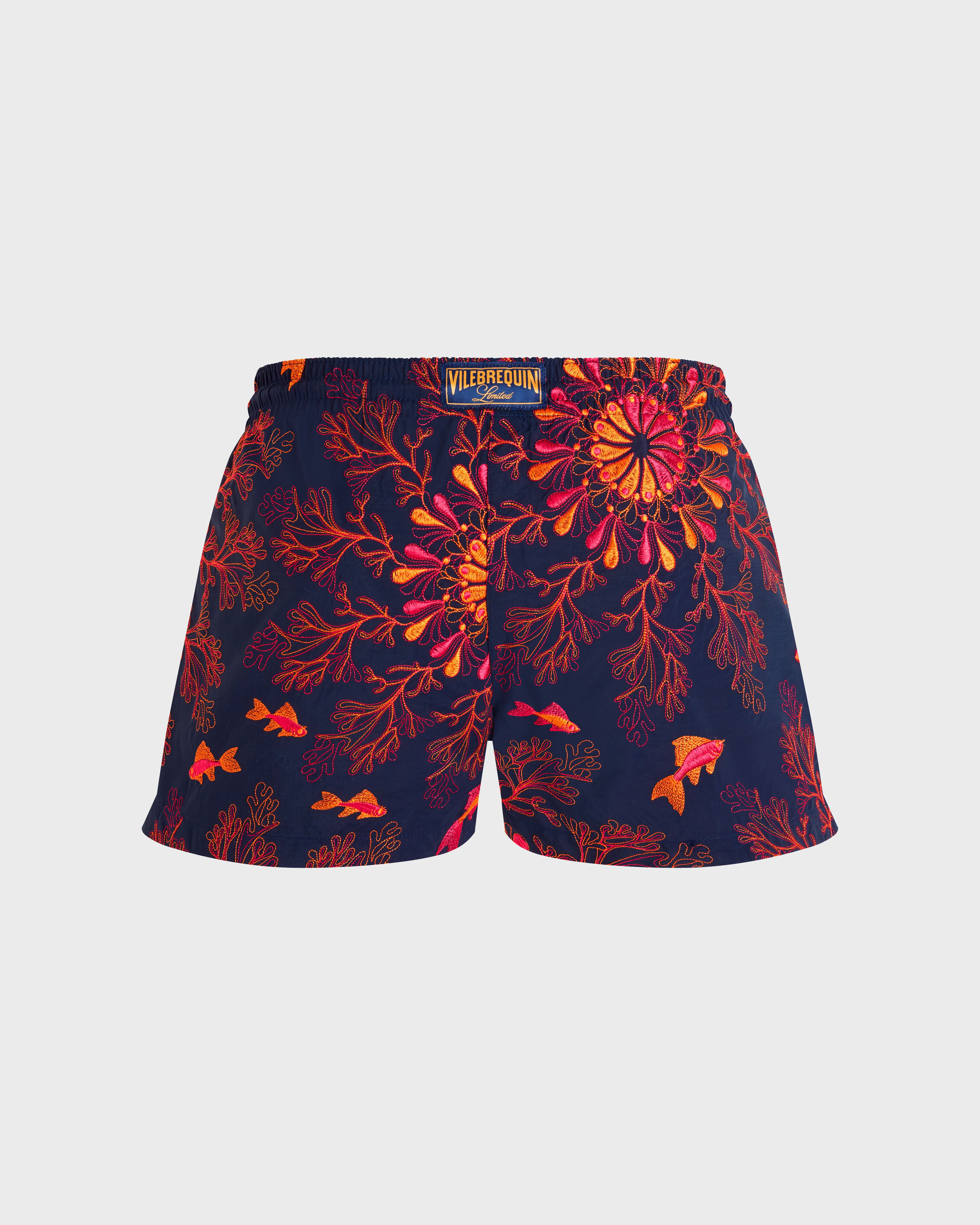 Women Mandala Embroidered Swim Shorts- Limited Edition NAVY back view