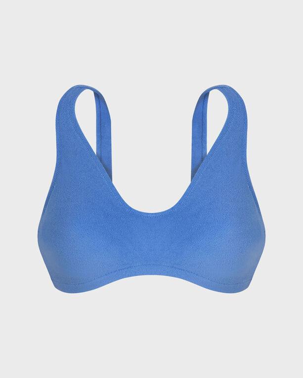 Women Terry Bikini Top Solid - Swimwear - Filipine - Blue - Size S