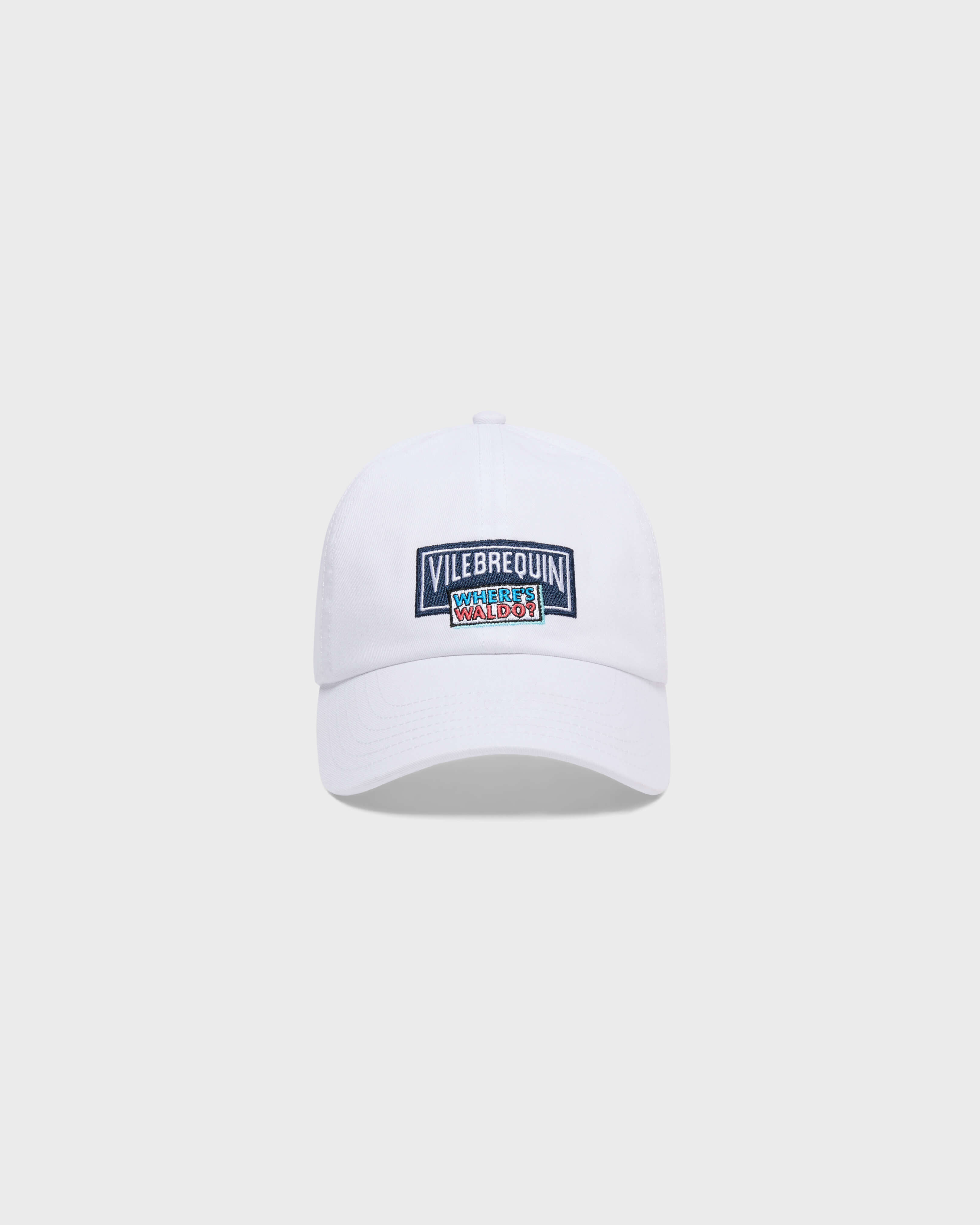 Cappellino uomo in cotone con scritta Where's Waldo? - Vilebrequin x Dov'è Wally? BIANCO front view