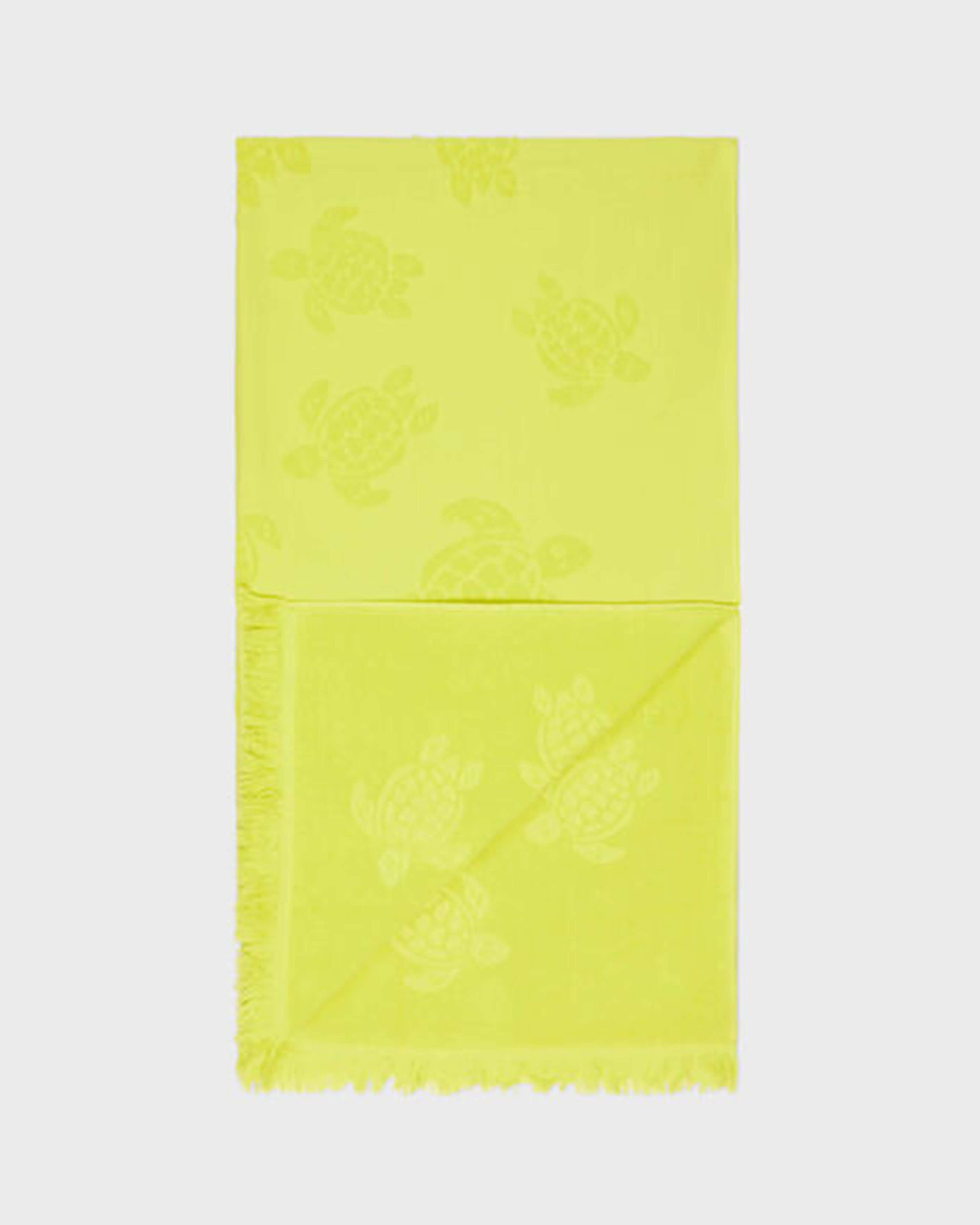 Beach Towel in Organic Cotton Turtles Jacquard GINGER back view