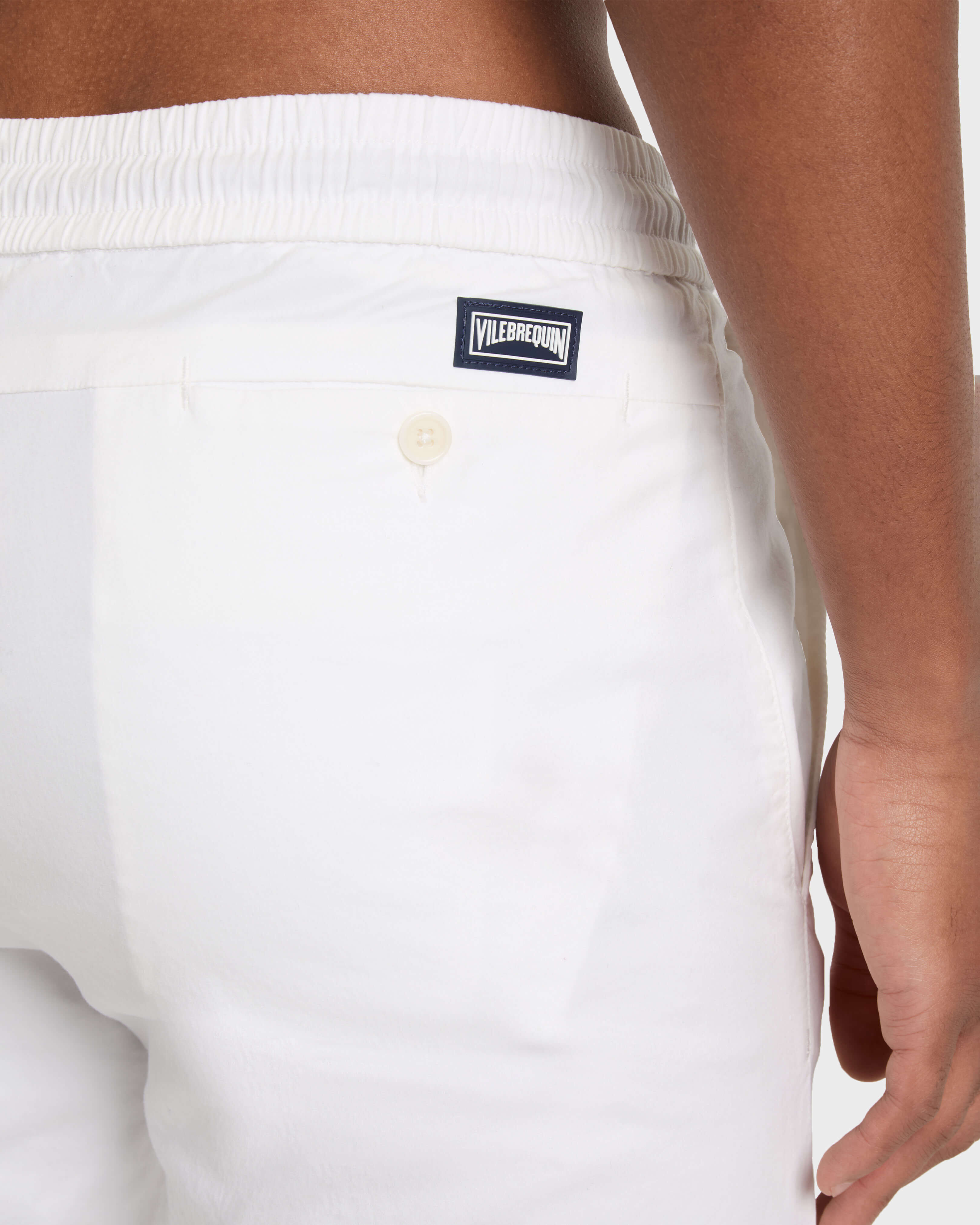 Pantalon en coton satin homme uni BLANC supp1 view