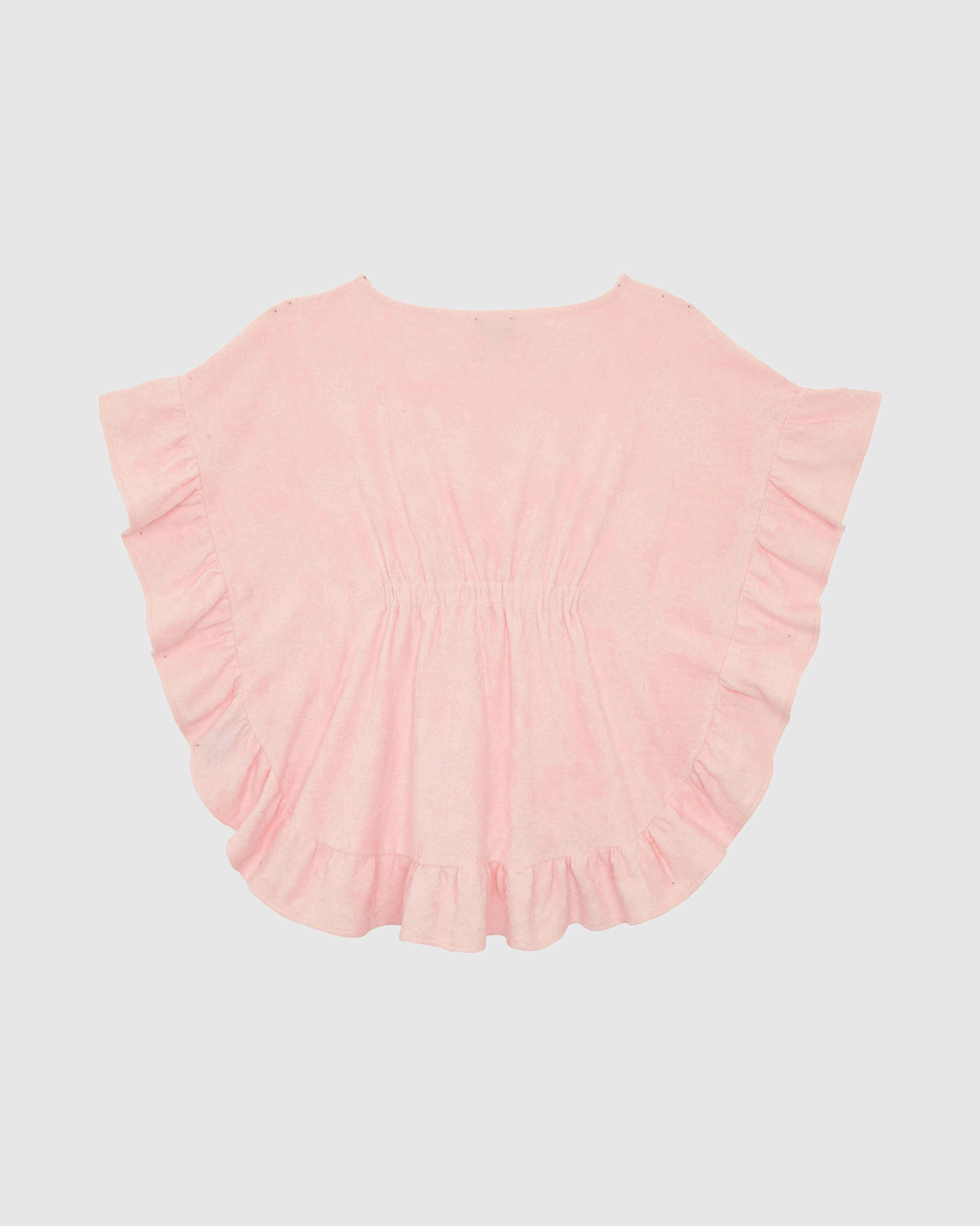 Girls Terry Poncho Jacquard Turtles PEONY back view