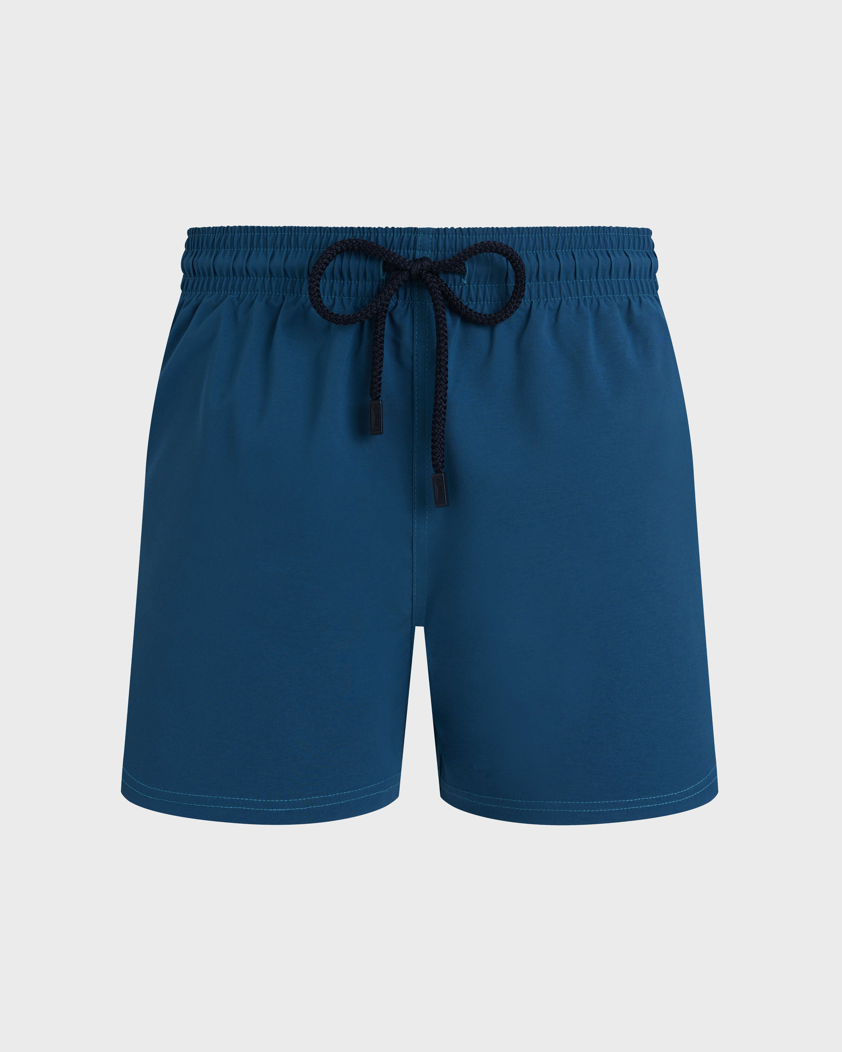Men Swimwear Short and Fitted Stretch Solid PEACOCK front view