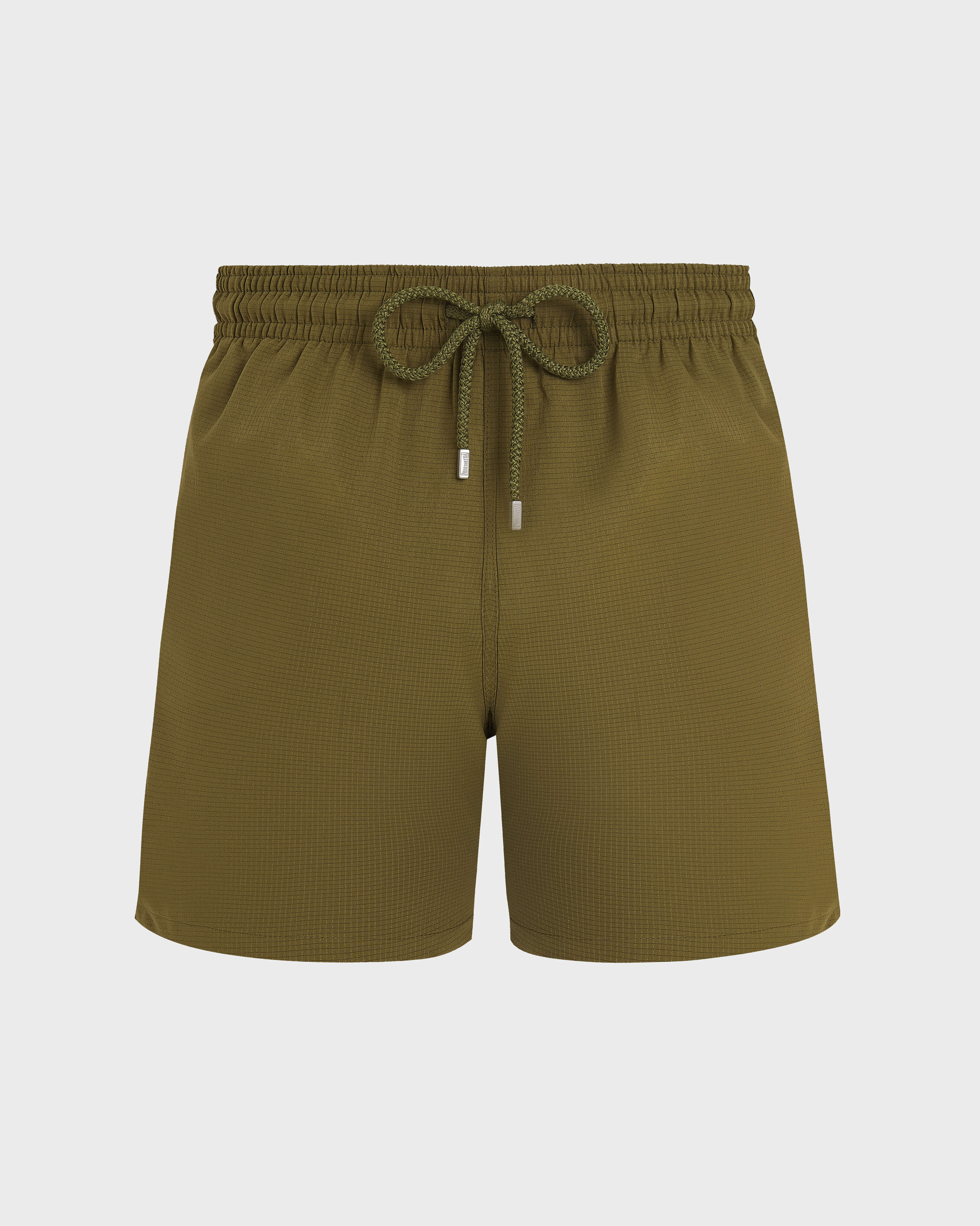 Men Micro-Perforated Ultra-Light and Packable Swim Shorts Solid KHAKI front view